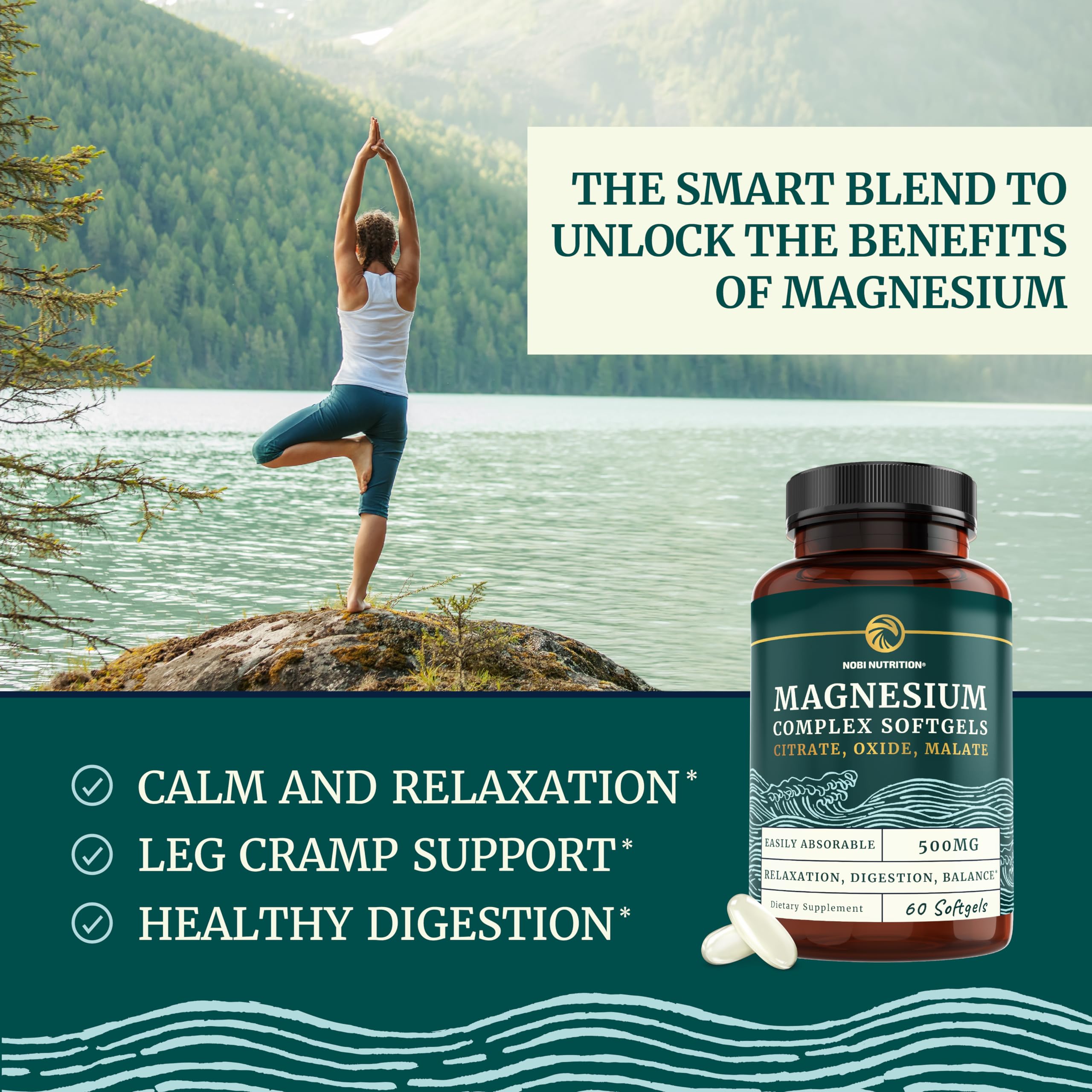 Triple Magnesium Softgels | Citrate, Malate, & Oxide | Highly Absorbable Magnesium Nobi NutritionUS supplements