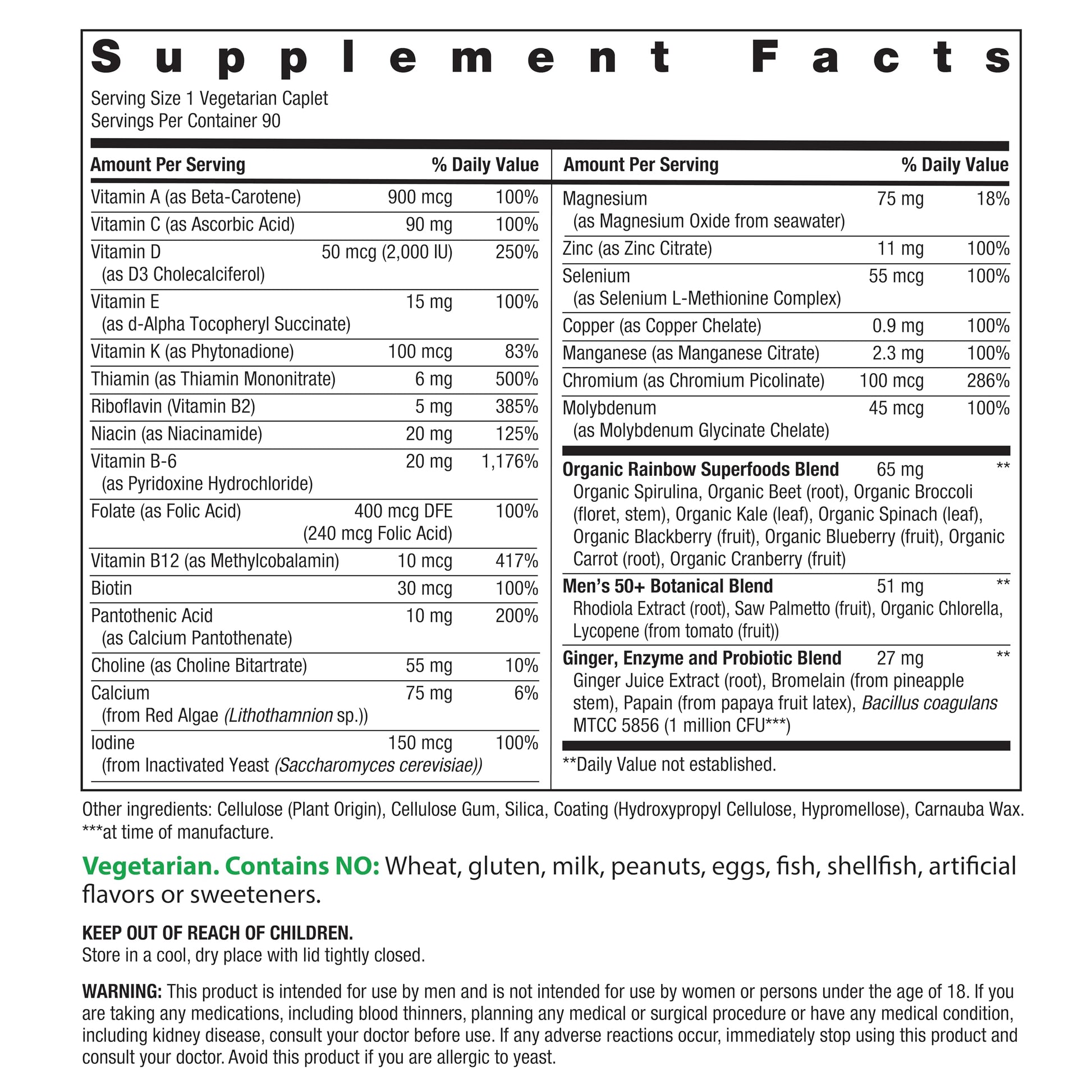 Rainbow Light Mens Multivitamin One + for 50 Plus | 90 Caplets | Supports Muscle Health | with Vitamins C, D, and Zinc Rainbow LightAu supplements