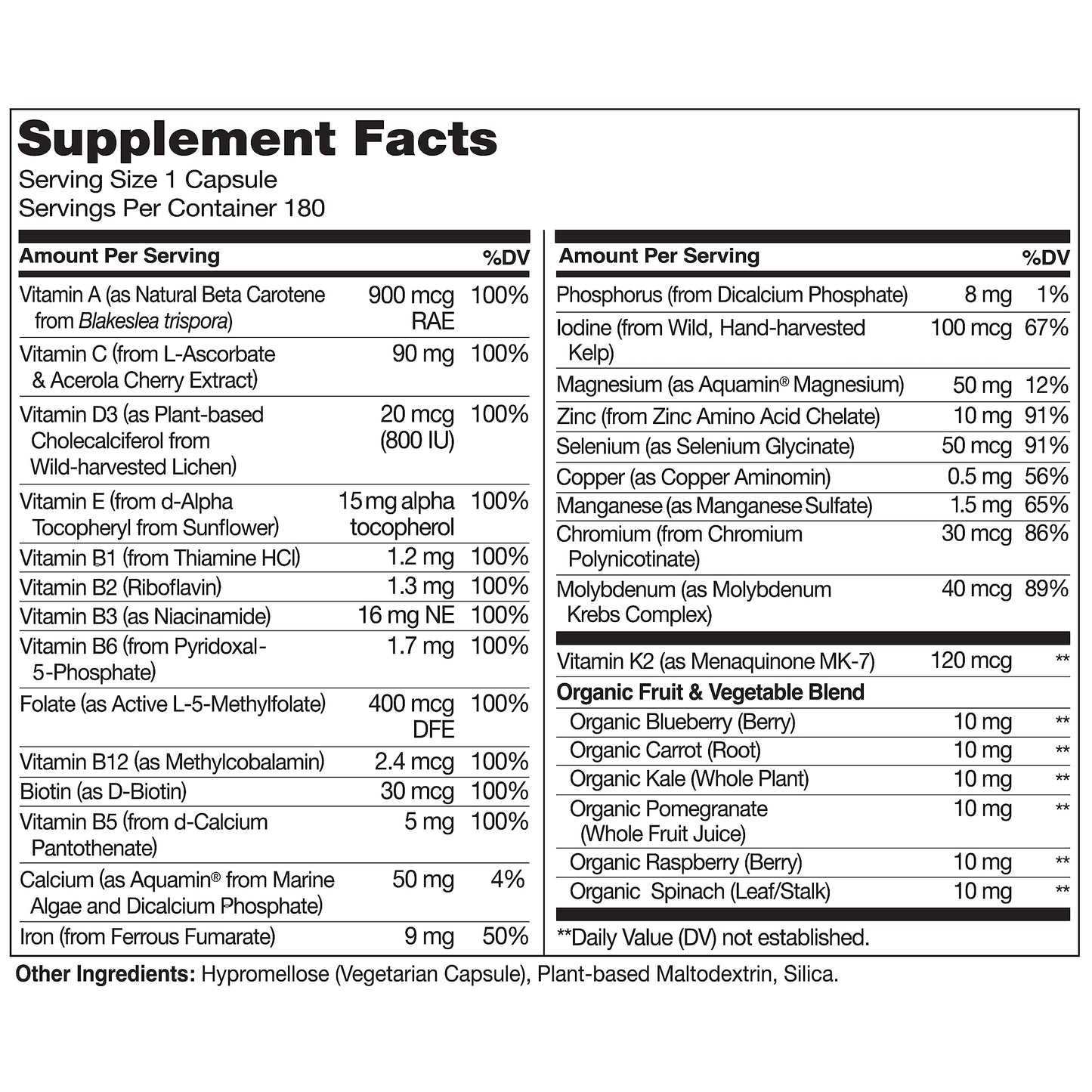 NATURELO One Daily Multivitamin for Women - Energy Support - Whole Food Supplement NATURELOUS supplements