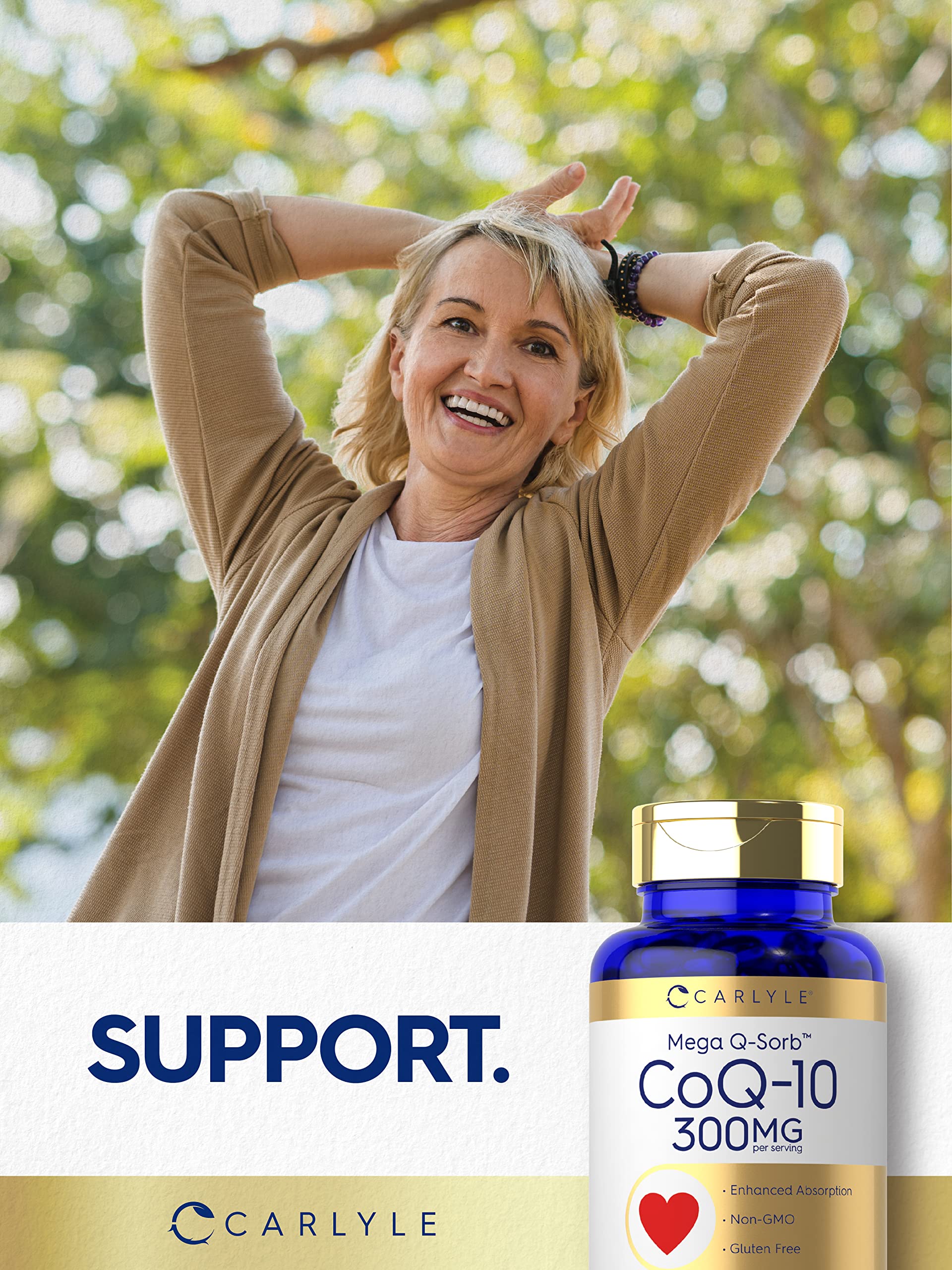 Carlyle CoQ10 300mg | 120 Softgels | Mega Q-Sorb Coenzyme Q-10 | with Black Pepper CarlyleUS supplements