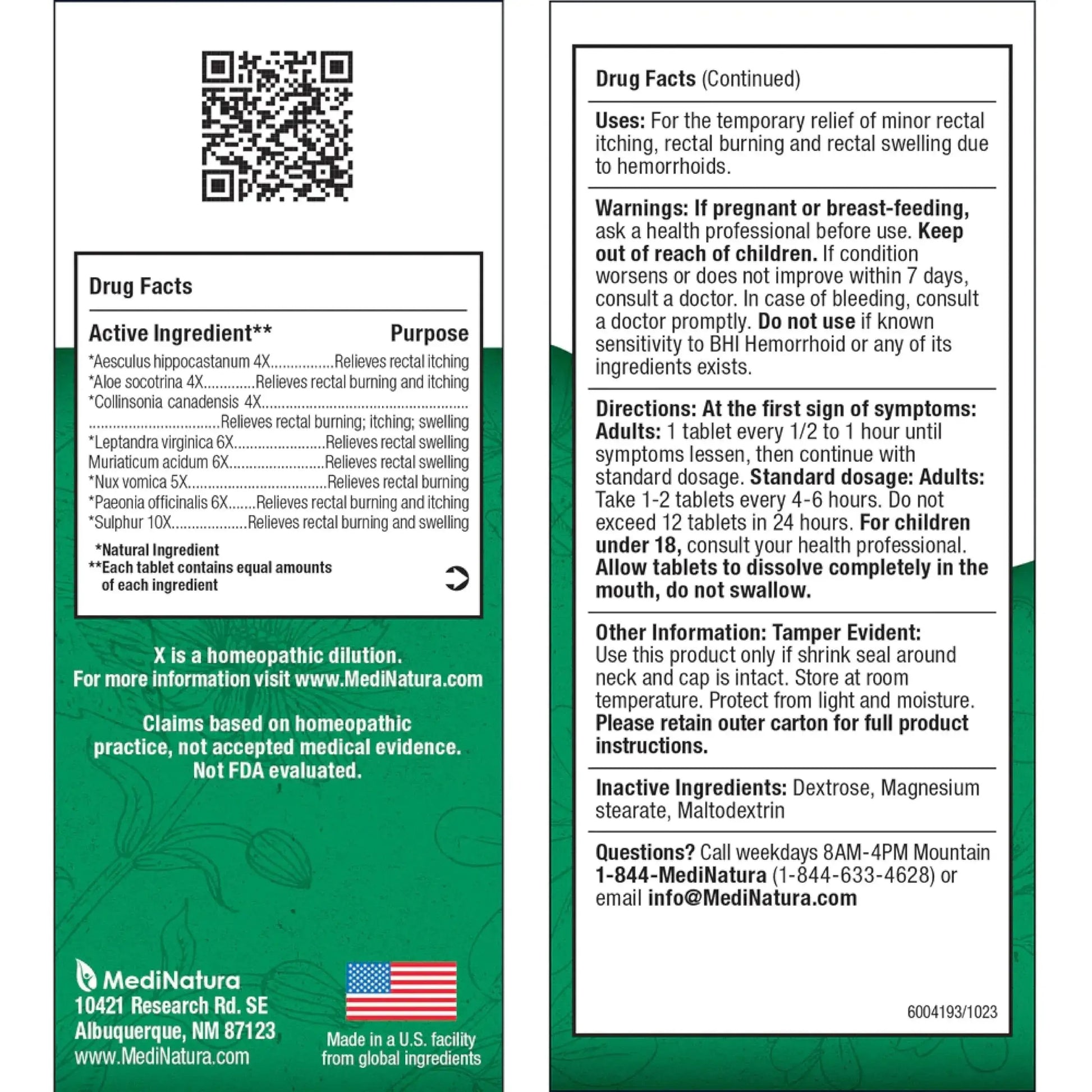 MediNatura BHI Hemorrhoid Relief - Natural Hemorrhoid Treatment for Relieving Rectal Itching - Daily Support - Chewable & Easy-to-Use Tablets - Plant-Based - 100 Count MediNaturaAu supplements