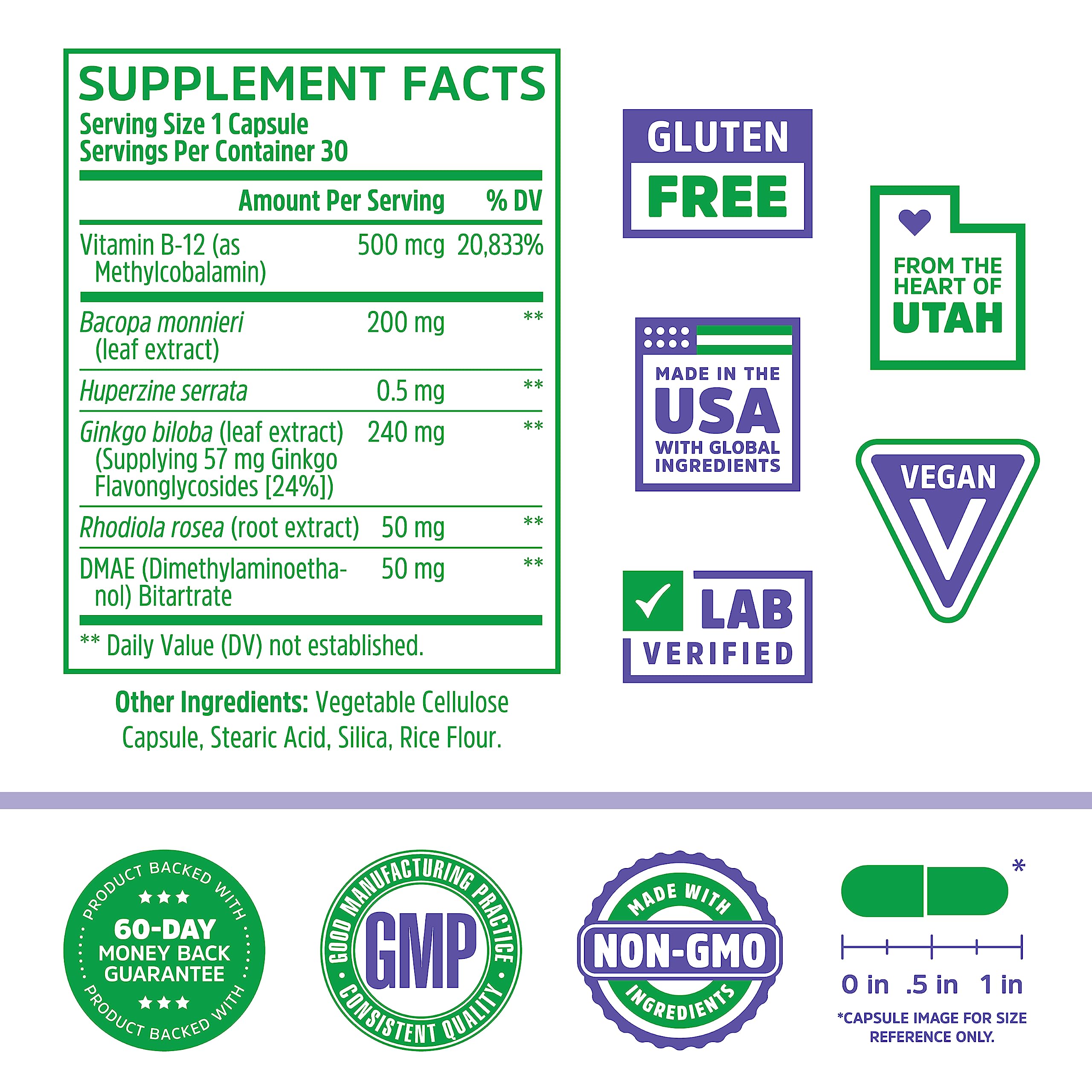Zhou Neuro Peak Brain Support Supplement | Memory, Focus & Clarity Formula | DMAE ZhouNutritionUS supplements