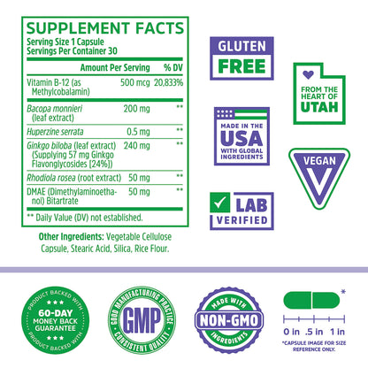 Zhou Neuro Peak Brain Support Supplement | Memory, Focus & Clarity Formula | DMAE ZhouNutritionUS supplements