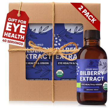 Grandpa Gifts from Granddaughter Wild Bilberry Extract USDA Organic Alcohol-Free 2x3.4oz Bottle of Liquid Bilberry Gift for Grandpa Health Gifts for Eyes High Bioavailability Liquid Extract 40 Serving Jungle PowdersAu supplements