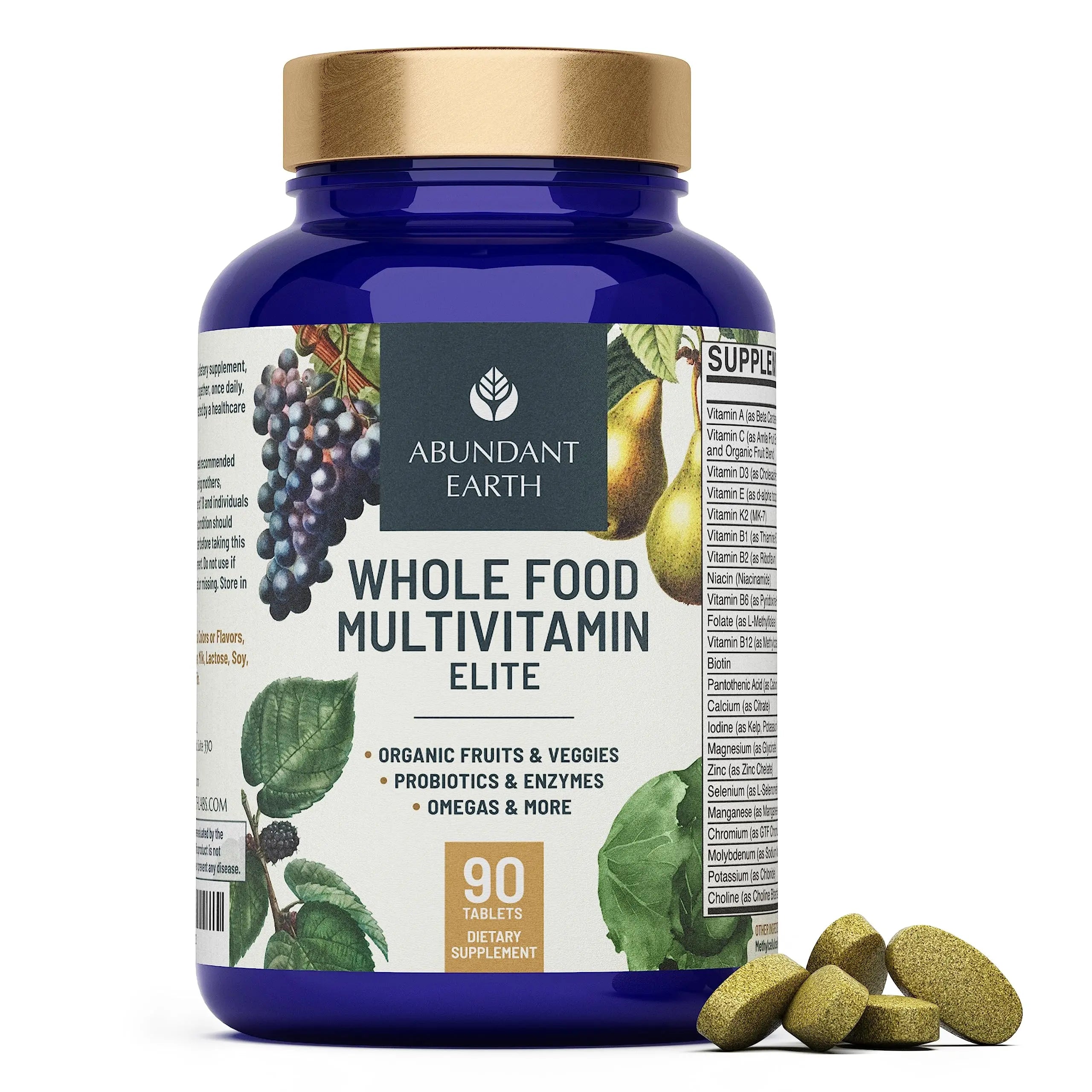 Abundant Earth Whole Food Multivitamin for Women, Daily Multi Vitamins Supplements for Men/Mens Multivitamins + B Complex, Probiotic Multi Enzyme Abundant EarthAu supplements