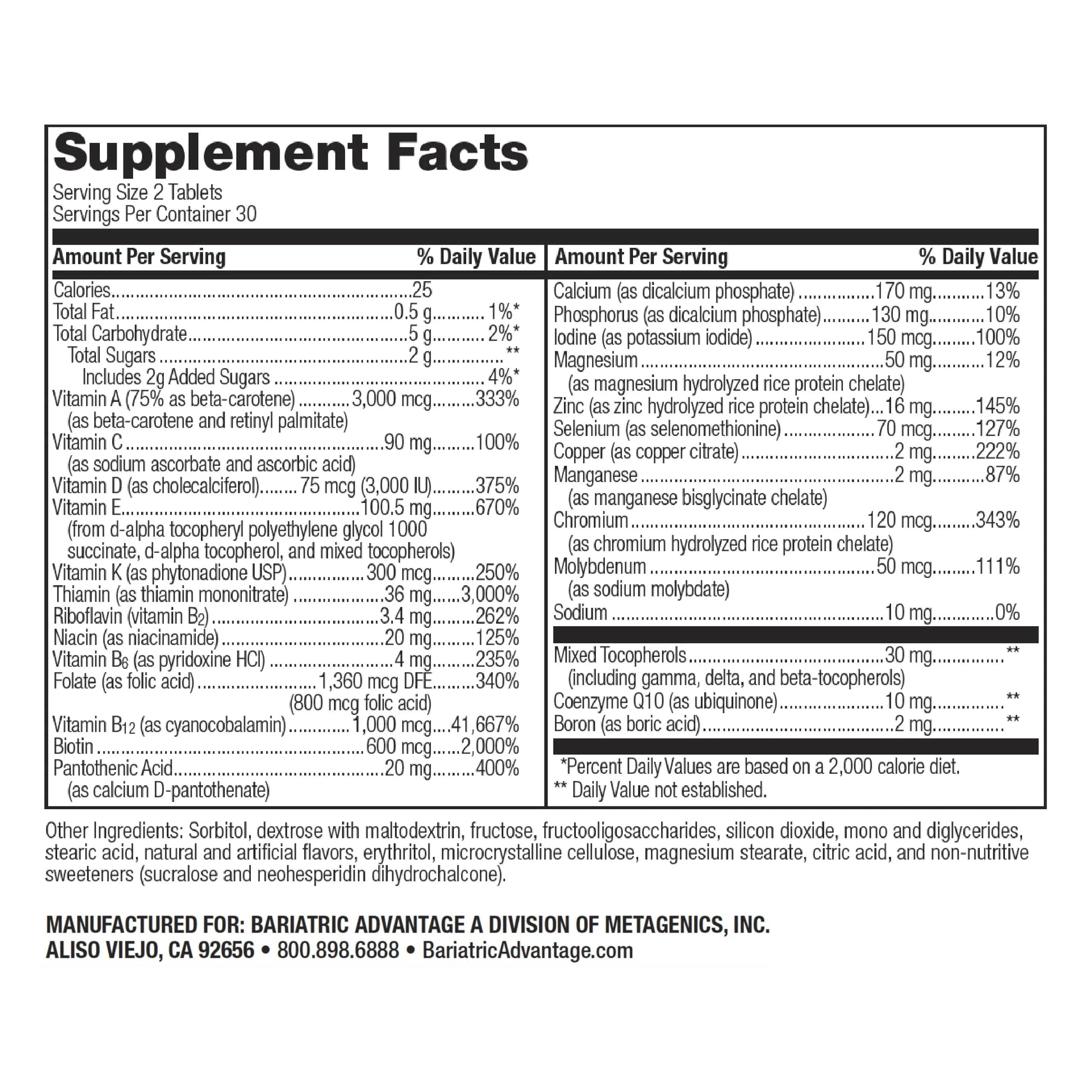 Bariatric Advantage Chewable Advanced Multi EA Without Iron - High Potency Daily Multivitamin - for Bariatric Surgery Patients Including Bariatric AdvantageAu supplements