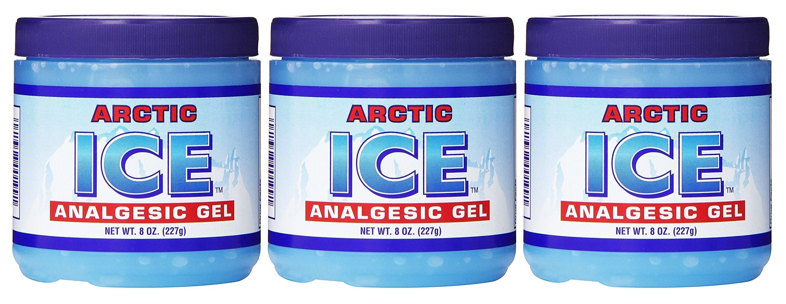 ARCTIC ICE Set of 3 Pain Relief Analgesic Gels! 8oz Each! Temporarily Relieves Muscle Aches, Backaches, Strains, Sprains, Arthritis, Bruises, Sports Injuries! Made in USA! (3) ARCTIC ICEAu supplements