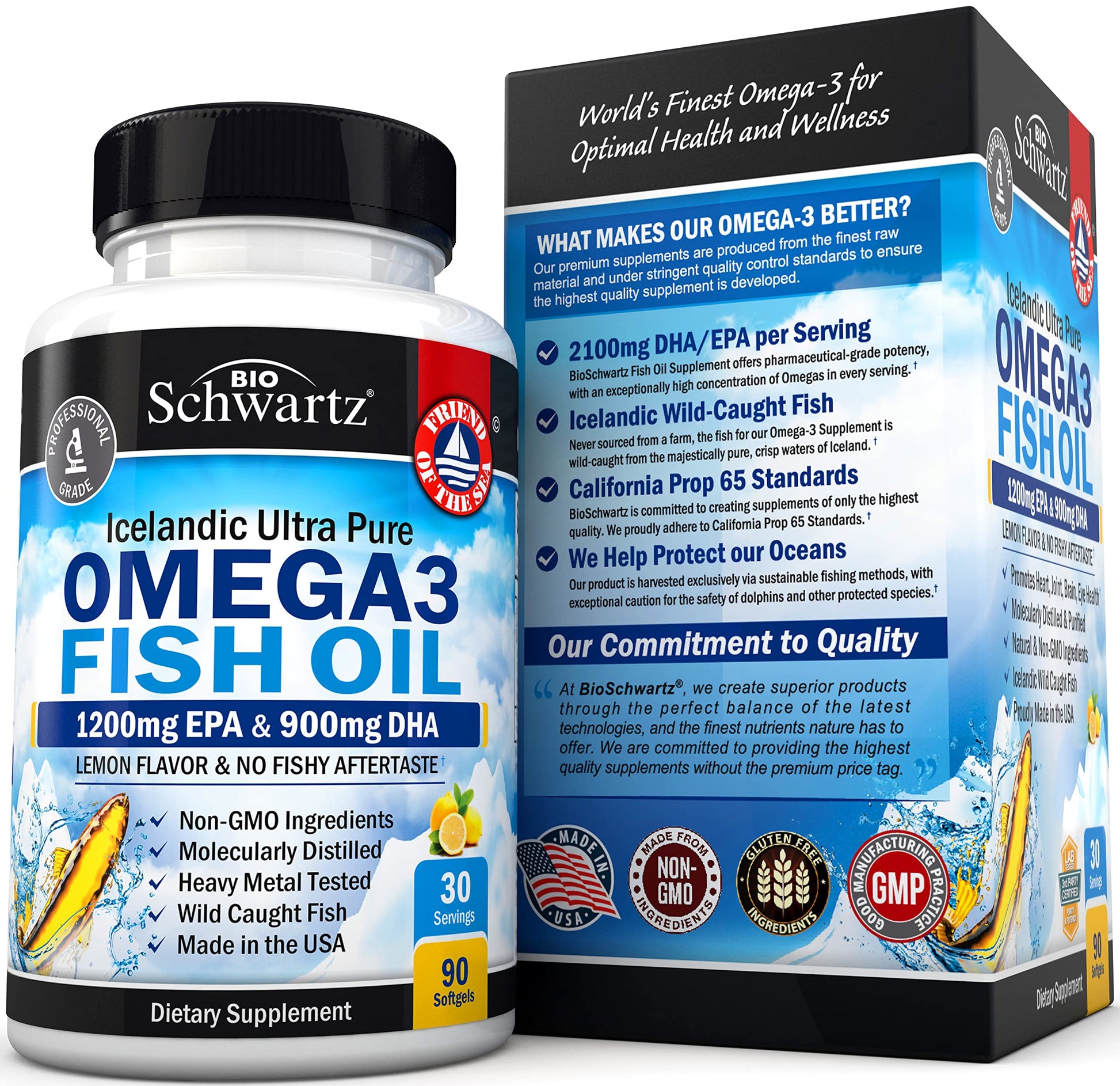 Omega 3 Fish Oil Supplement - 1200mg EPA and 900mg DHA Fatty Acid Per Serving BioSchwartzAu supplements