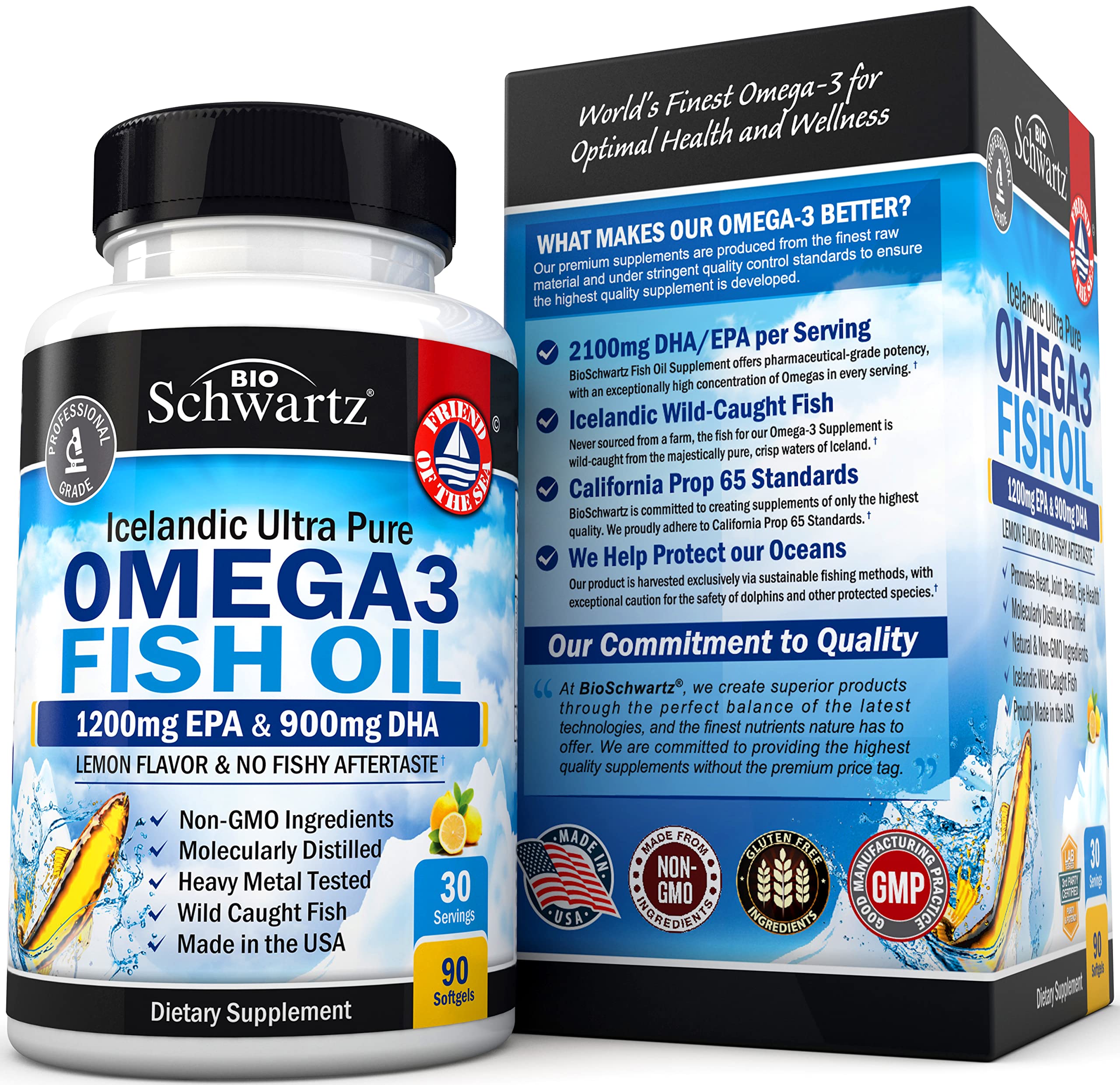 Omega 3 Fish Oil Supplement - 1200mg EPA and 900mg DHA Fatty Acid Per Serving BioSchwartzAu supplements