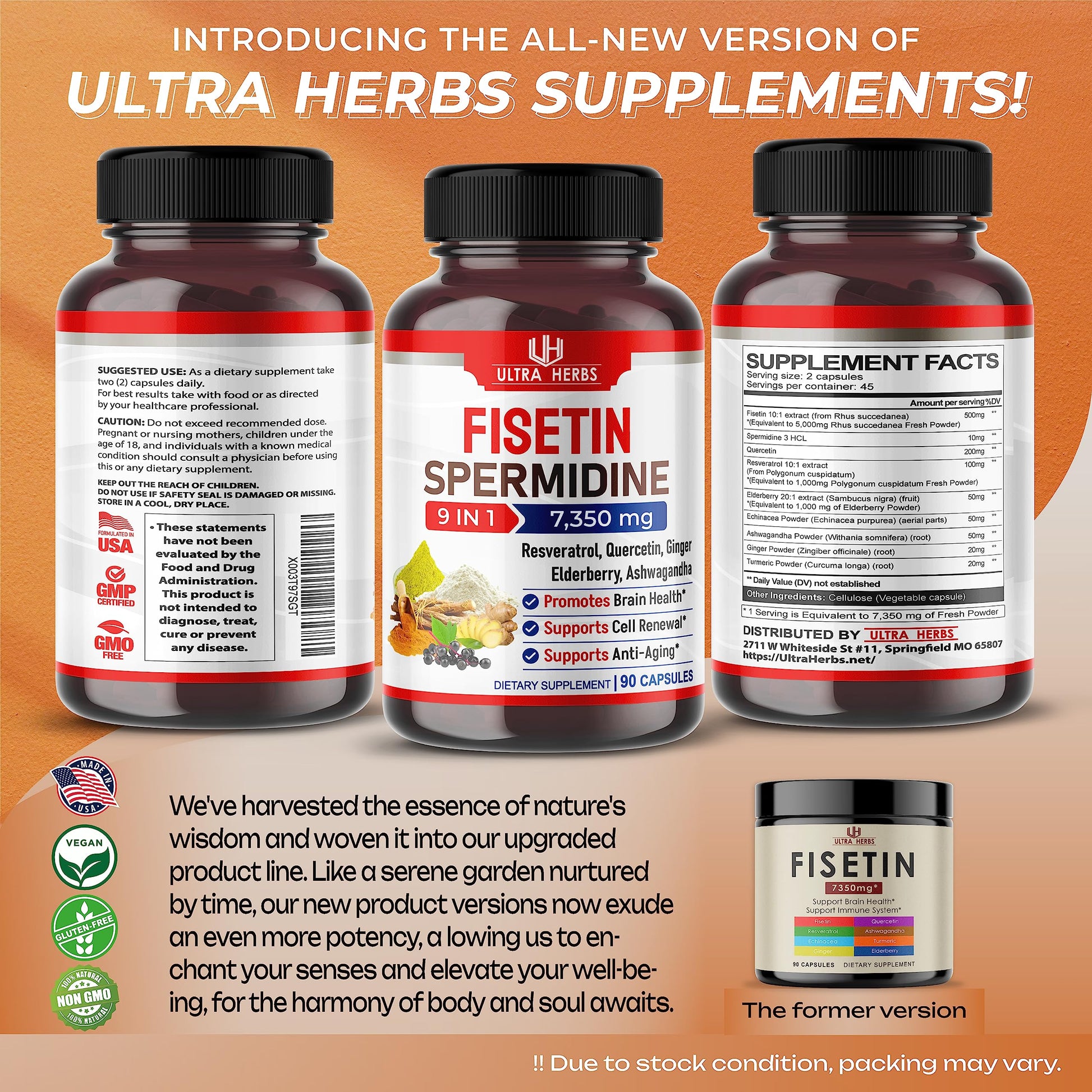 Ultra Fisetin Supplements Complex 7350mg Resveratrol 1000mg Quercetin 200mg ULTRA HERBSUS supplements