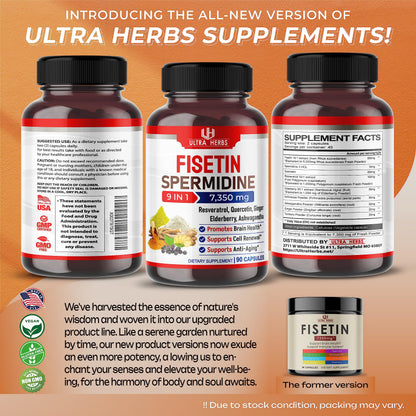Ultra Fisetin Supplements Complex 7350mg Resveratrol 1000mg Quercetin 200mg ULTRA HERBSUS supplements