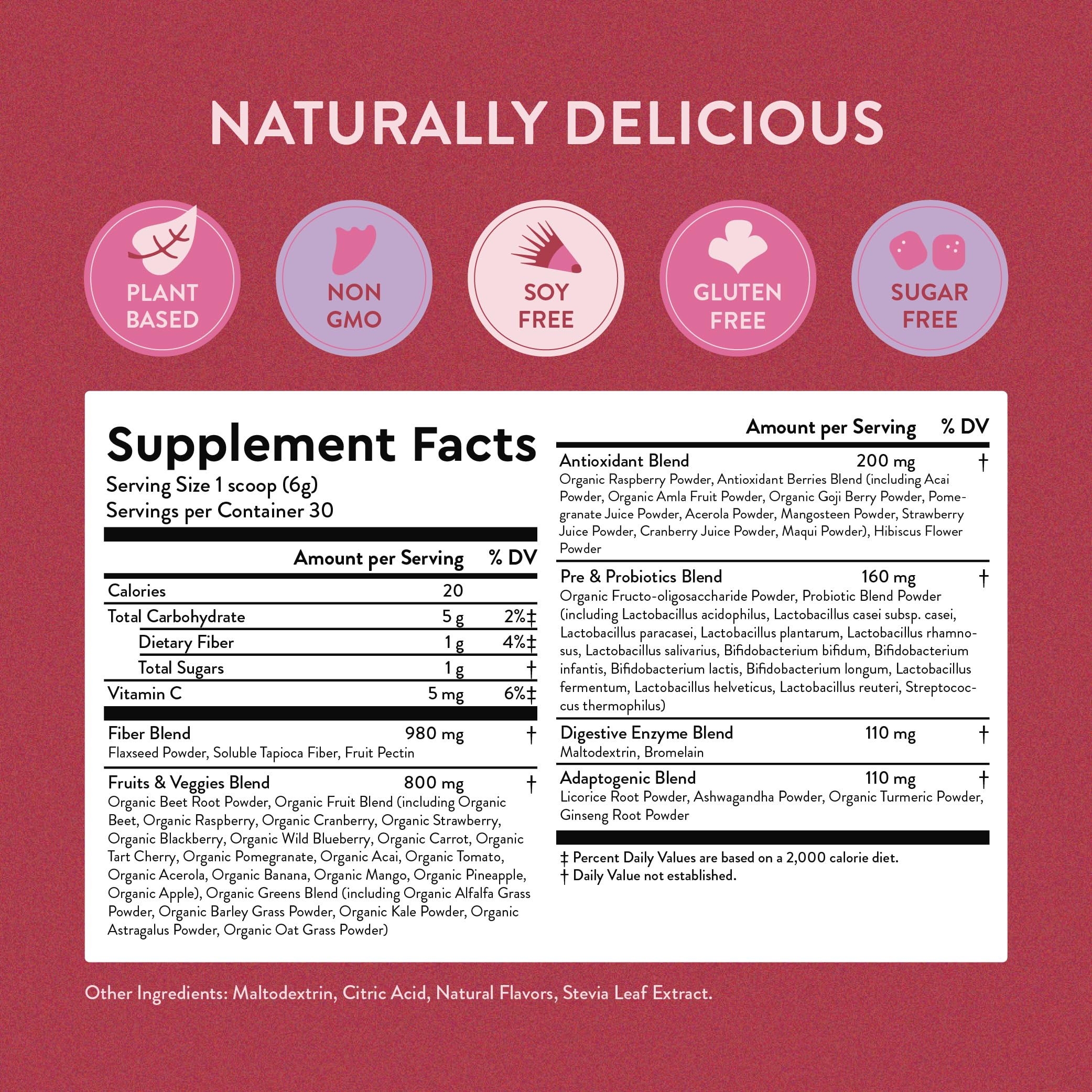 360 Nutrition Blends with Benefits Reds & Superfoods for Natural Antioxidants and Polyphenols, with Fruits & Veggies, Probiotics Digestion, Daily Energy - Berries & Cream - 30 Servings 360 NutritionAu supplements
