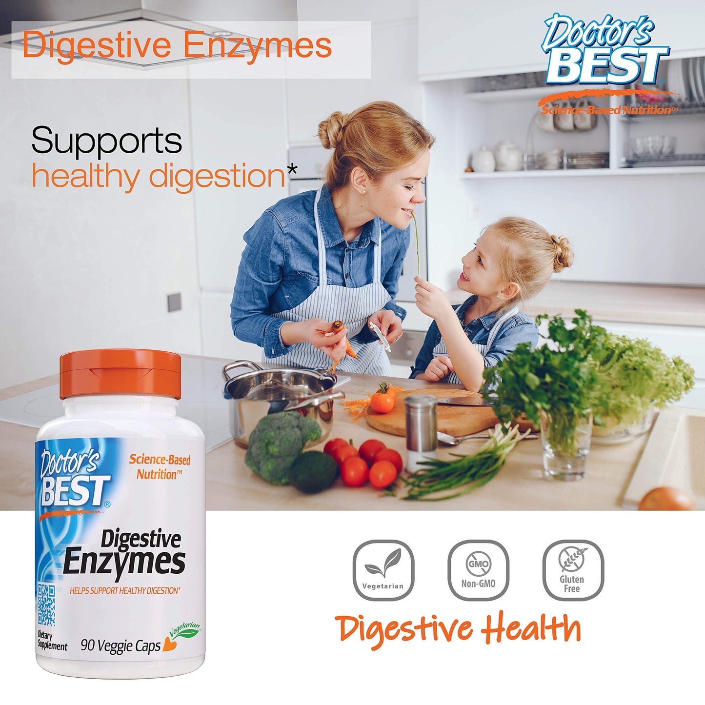Doctor's Best Digestive Enzymes Non-GMO Vegetarian Gluten Free, 90 Cap Doctor's BESTUS supplements