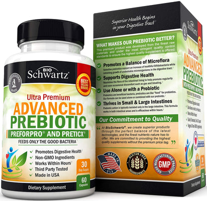 Prebiotics for Advanced Gut Health - Immune System Support & Dietary Fiber BioSchwartzUS supplements
