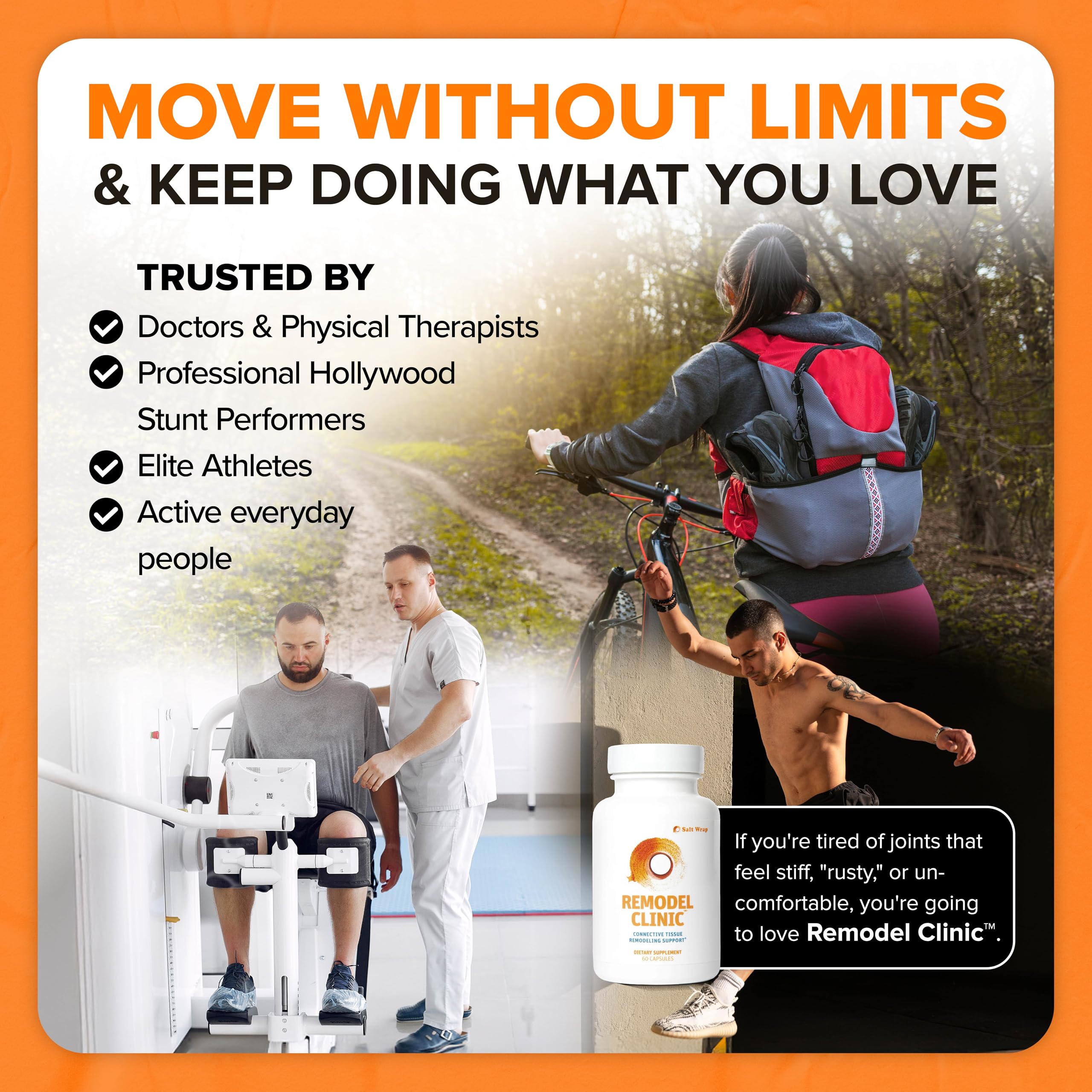 SaltWrap Remodel Clinic - Joint Remodeling Supplement for Senescent Cell Removal and Scar Tissue - Improve Mobility, Reduce Connective Tissue Stiffness - Fisetin, Quercetin, Bromelain - 60 Capsules SaltWrapAu supplements