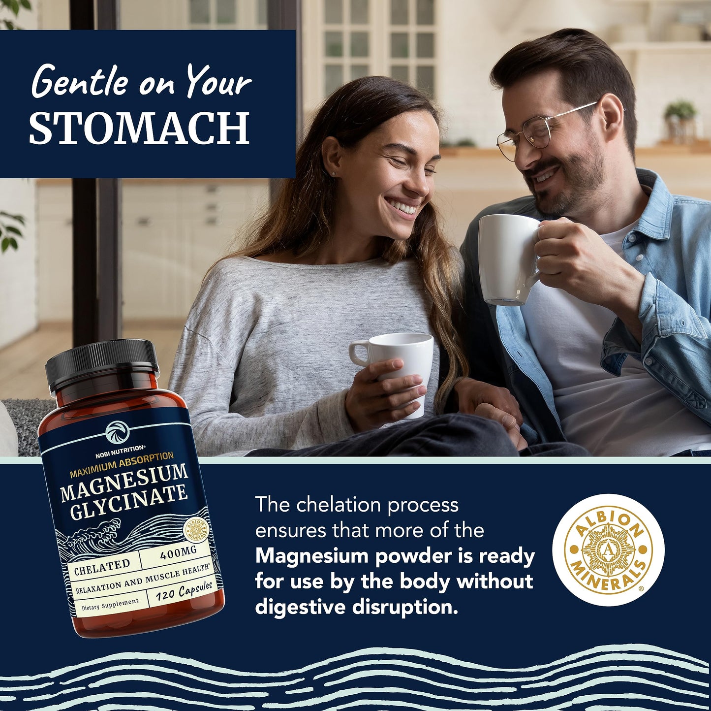 Magnesium Glycinate 400mg | Chelated Bisglycinate for Muscle Relaxation, Bones Nobi NutritionUS supplements
