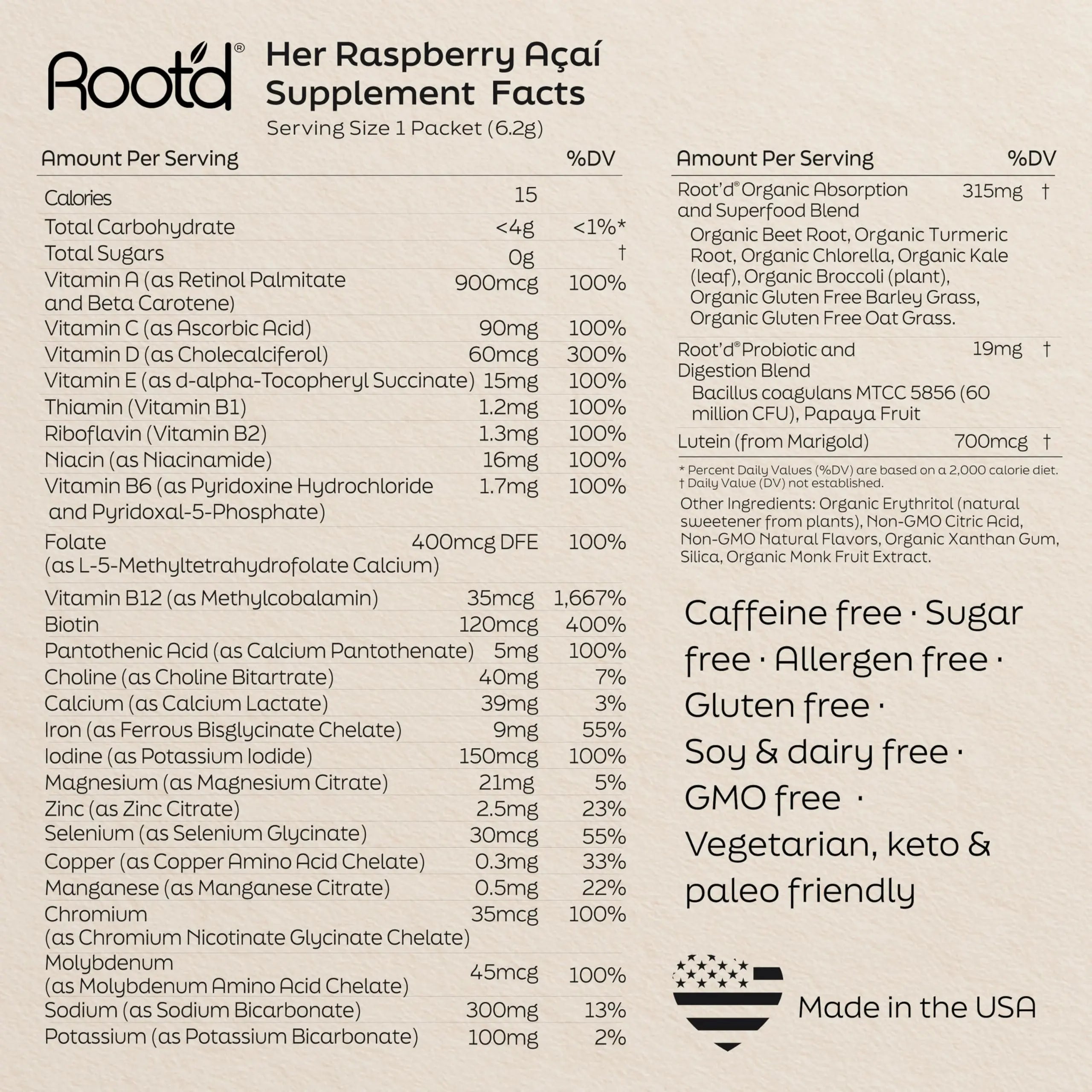 Root'd Multivitamin Powder for Women - 25 Vitamins & Minerals with 3X Electrolytes, 9 Organic Superfoods, Probiotics & Enzymes Root'dAu supplements