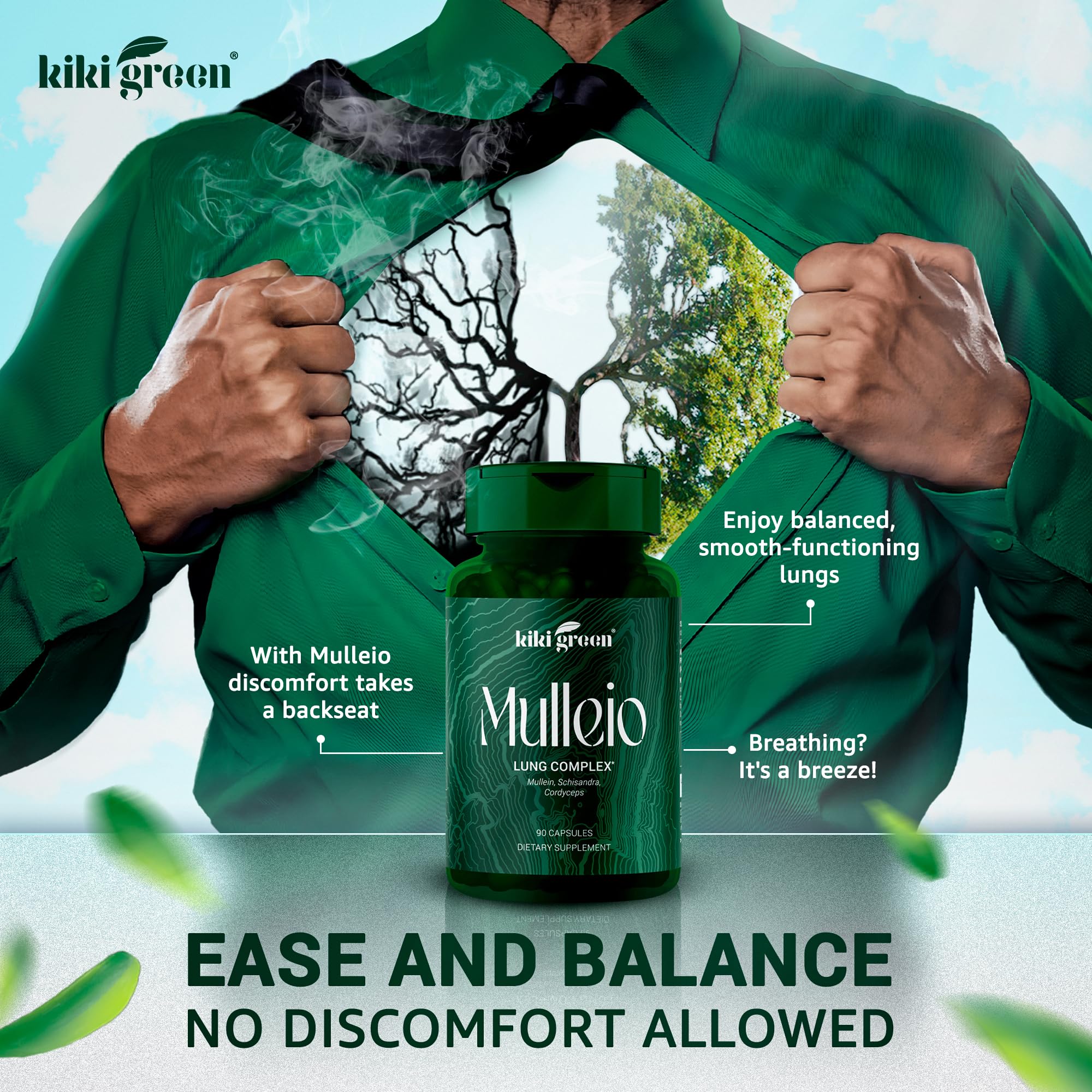 KIKI Green MULLEIO Lung Health Capsules: Herbal Supplement for Lung Cleanse, Better KIKI GreenUS supplements