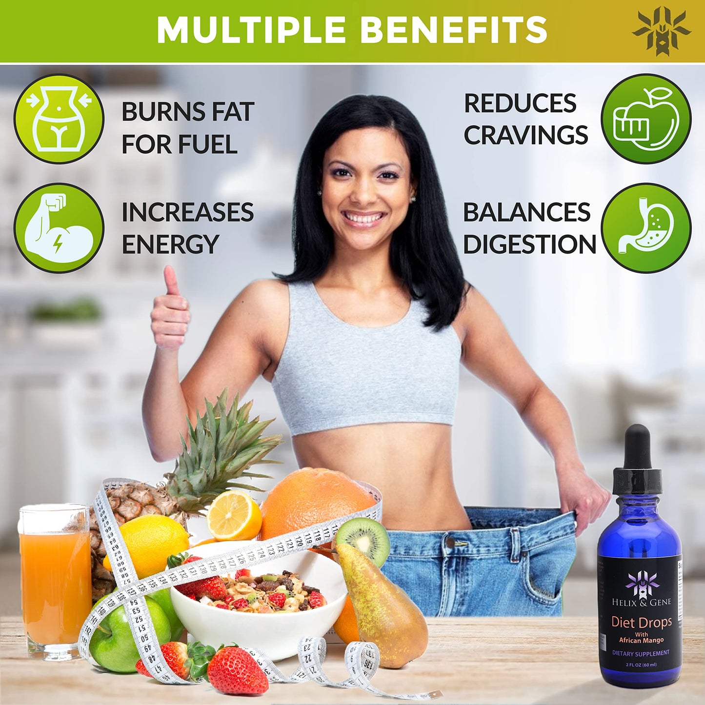 Helix & Gene Appetite Diet Drops Mango Flavor | Fast Weight Loss | Natural Metabolism Helix & GeneUS supplements