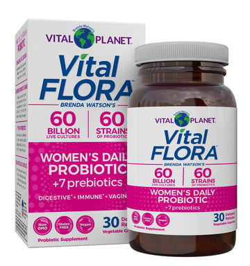 Vital Planet - Vital Flora Women’s Daily Probiotic 60 Billion CFU, 60 Diverse Strains, 7 Organic Prebiotics, Vaginal and Immune Support, Bloating, Digestive Health Probiotics for Women 30 Capsules Vital PlanetAu supplements