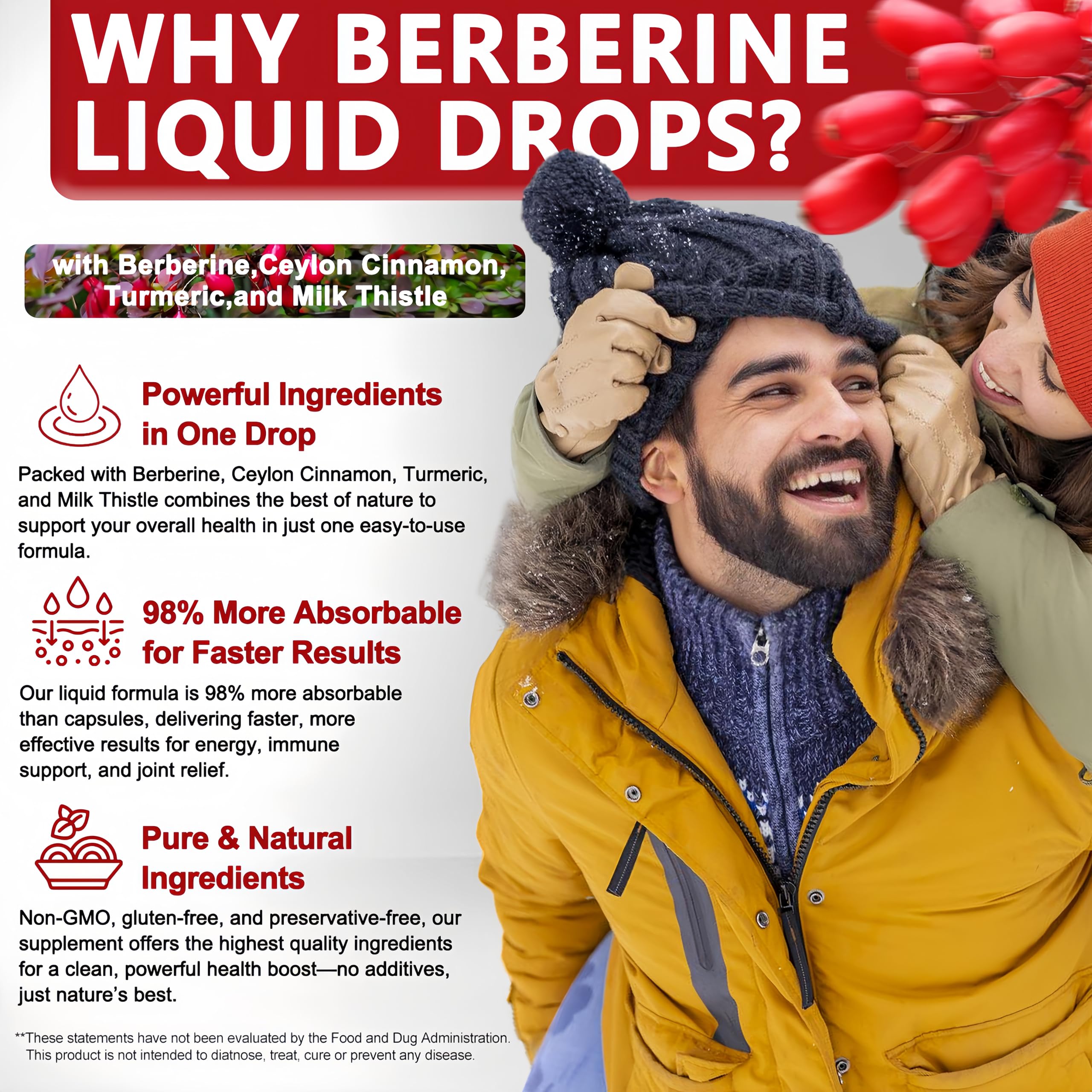 Berberine Drops, High Absorption 6-in-1 Liquid Berberine Supplement with Ceylon Cinnamon Milk Thistle Turmeric, Premium Berberine HCl for Immune Function Metabolic & Digestive Support, 30 Servings Vita letuoAu supplements