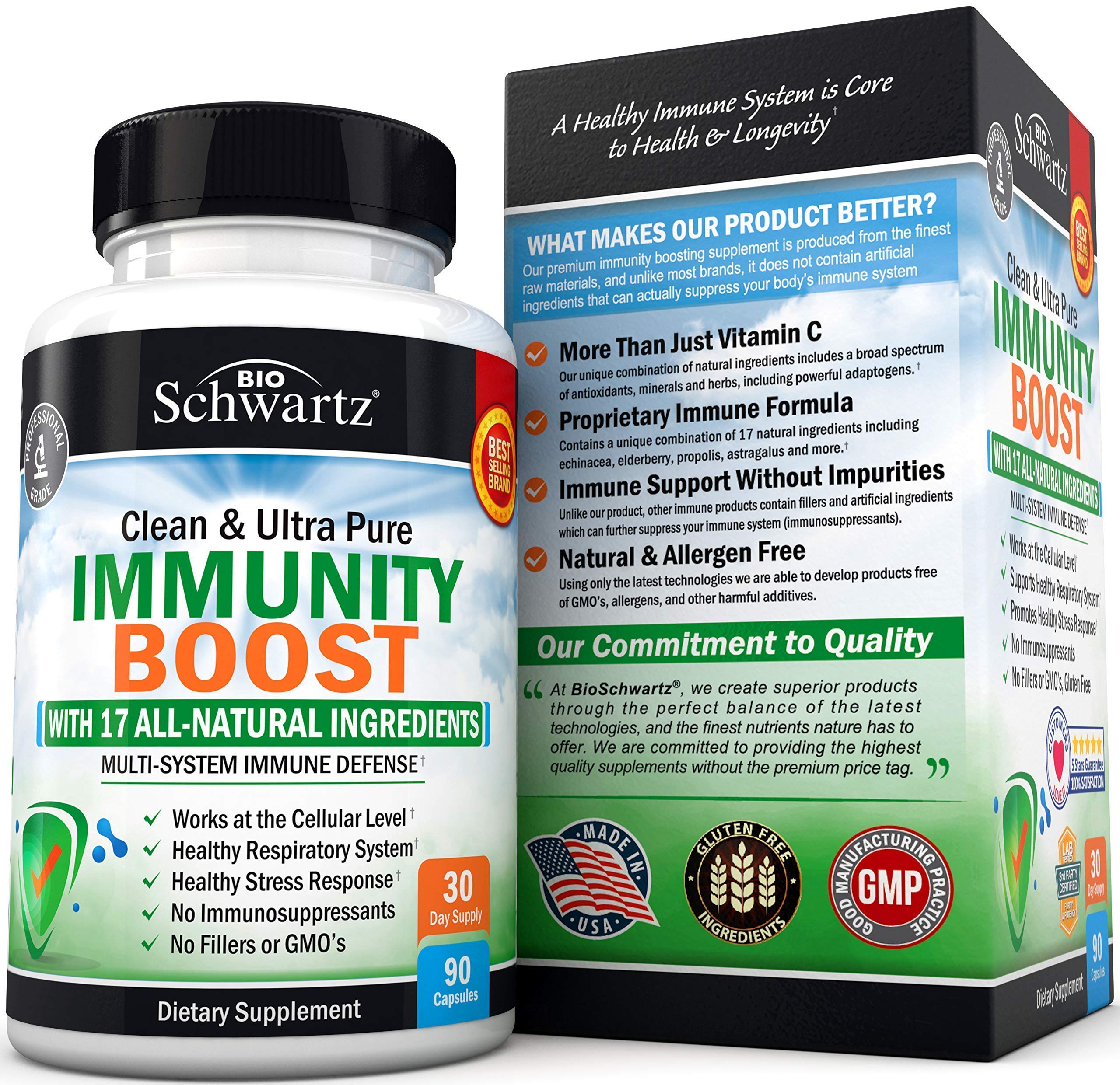 Immune Support Supplement with Vitamin C 1000mg Zinc Elderberry Extract Ginger BioSchwartzAu supplements