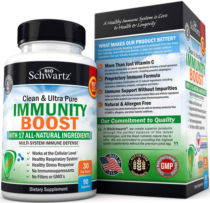 Immune Support Supplement with Vitamin C 1000mg Zinc Elderberry Extract Ginger BioSchwartzUS supplements
