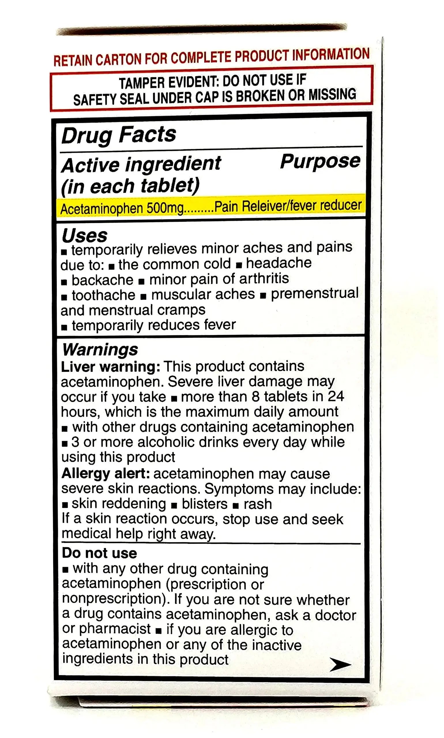 Pharbetol 500mg Extra Strength Tablets 100 Count (Generic Extra Strength) PHARBEST PHARMACEUTICALSAu supplements