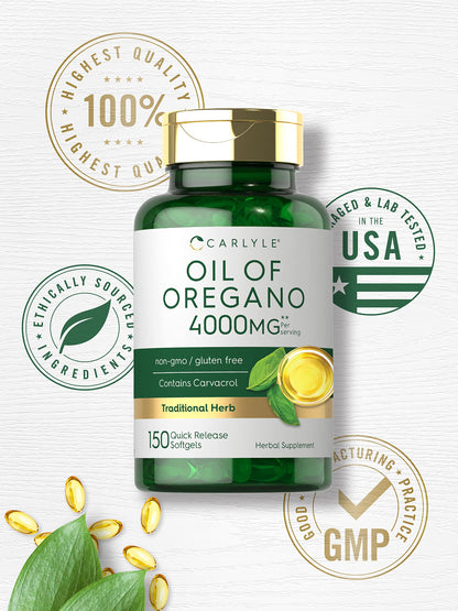 Oregano Oil Extract | Max Potency | 150 Softgel Capsules | Non-GMO and Gluten CarlyleUS supplements
