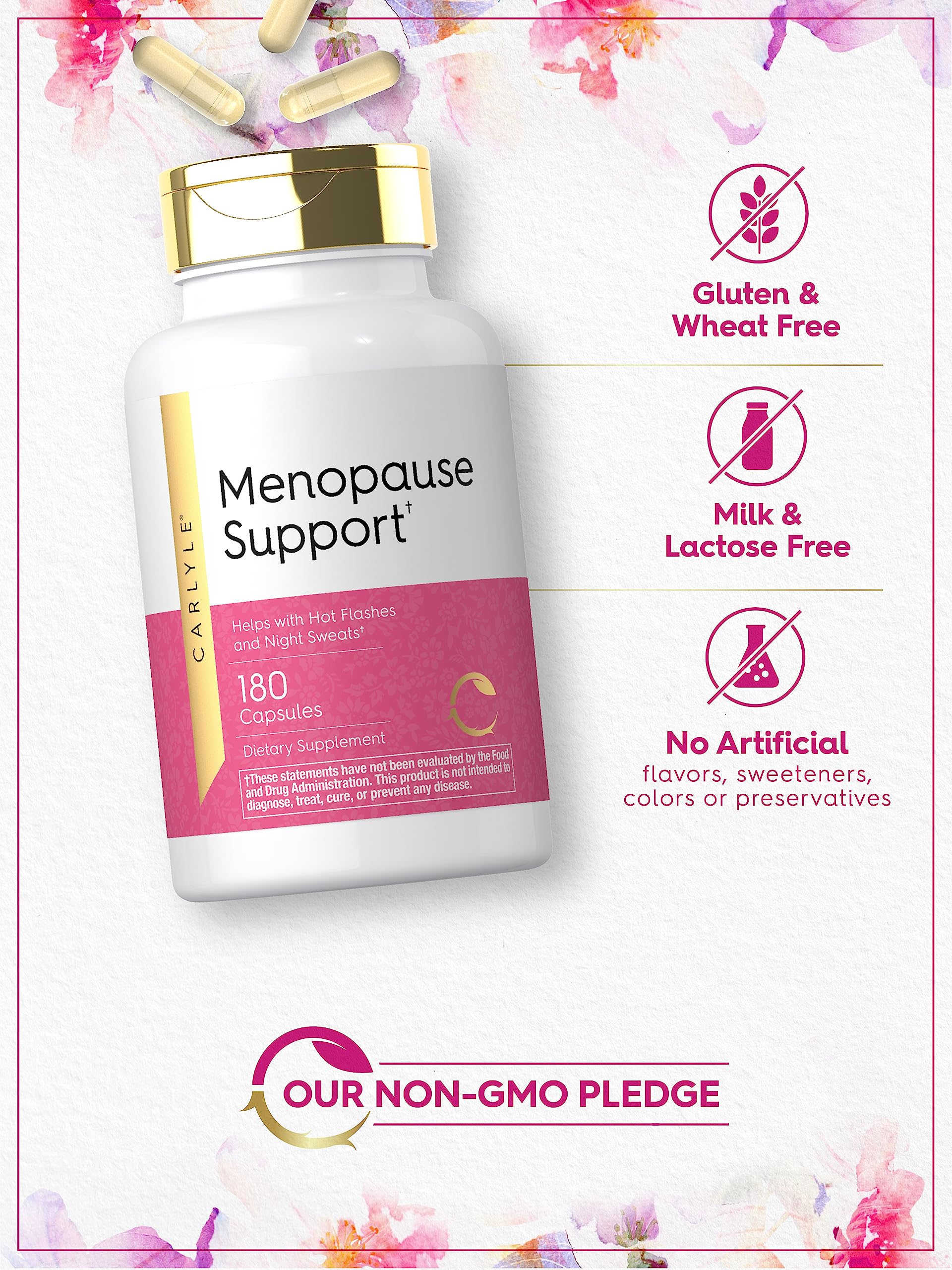 Carlyle Menopause Supplement for Women | 180 Capsules | Helps with Hot Flashes and Night Sweats | Non-GMO, Gluten Free Menopause Support CarlyleAu supplements