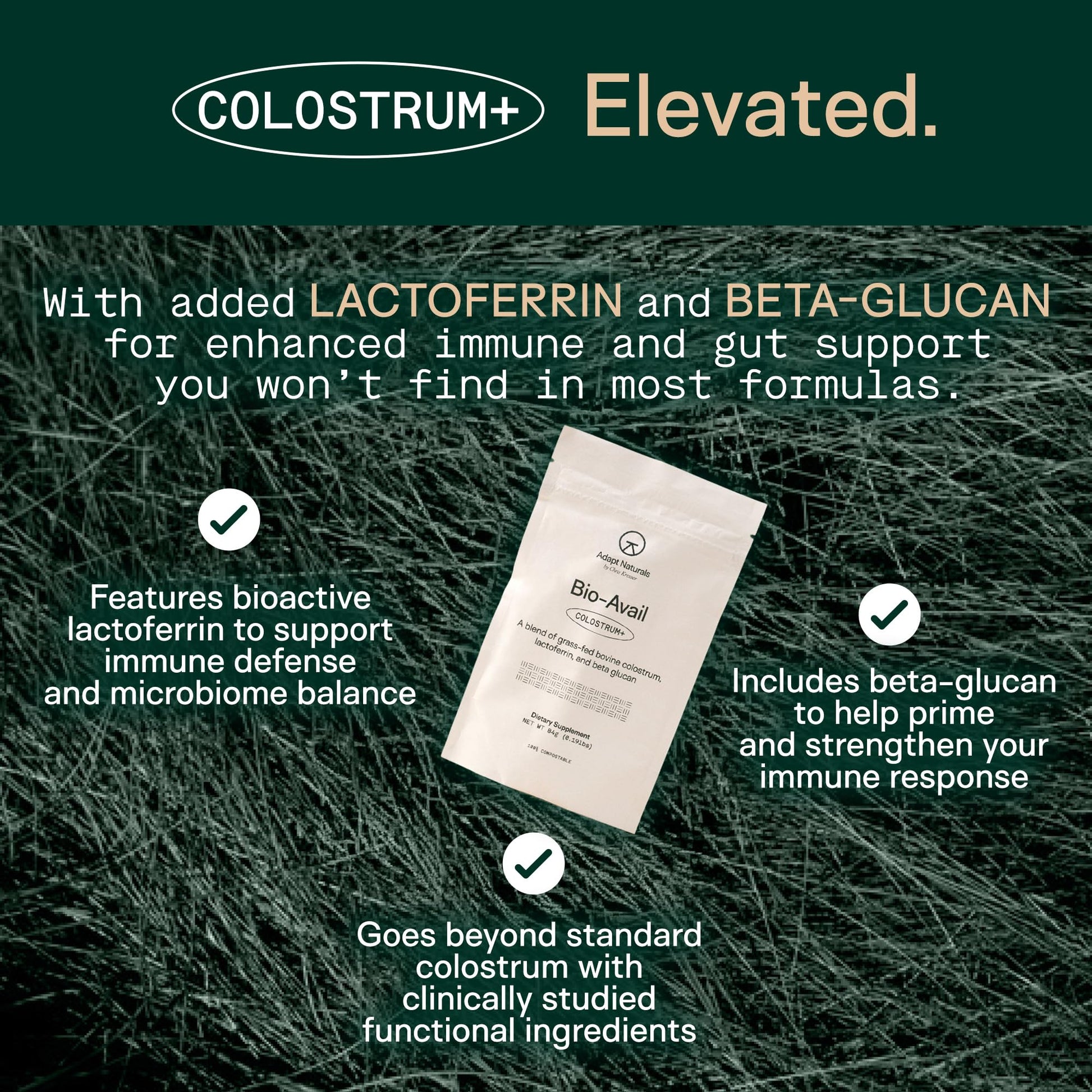 Adapt Naturals Colostrum Supplement with Lactoferrin & Beta-Glucan, Bio-Avail Grass Fed Bovine Colostrum Powder for Gut Health, Immune Support & Vitality | Non-GMO, 2500mg, Unflavored - 30 Days Supply ADAPT NATURALS BY CHRIS KRESSERAu supplements