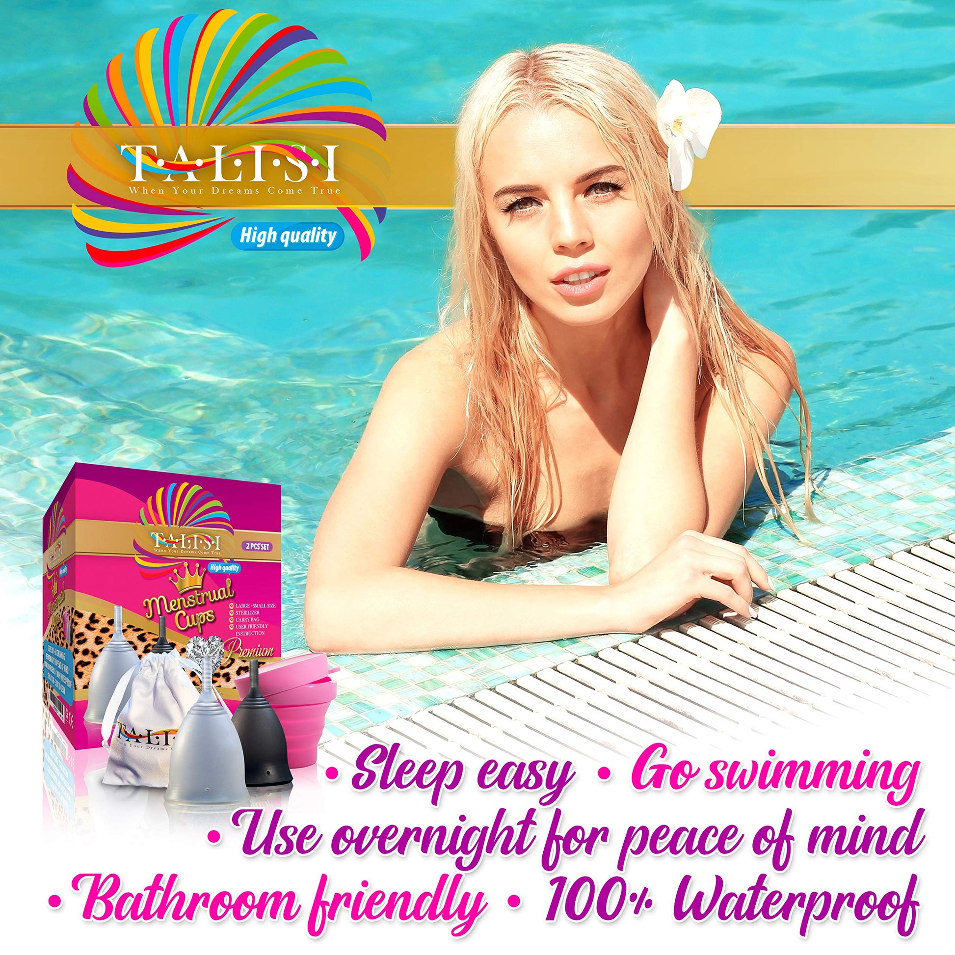 Talisi Soft Menstrual Cups Set of 2 - Reusable Period Cup for Women with Collapsible Case Holder Sterilizer TALISI WHEN YOUR DREAMS COME TRUEAu supplements