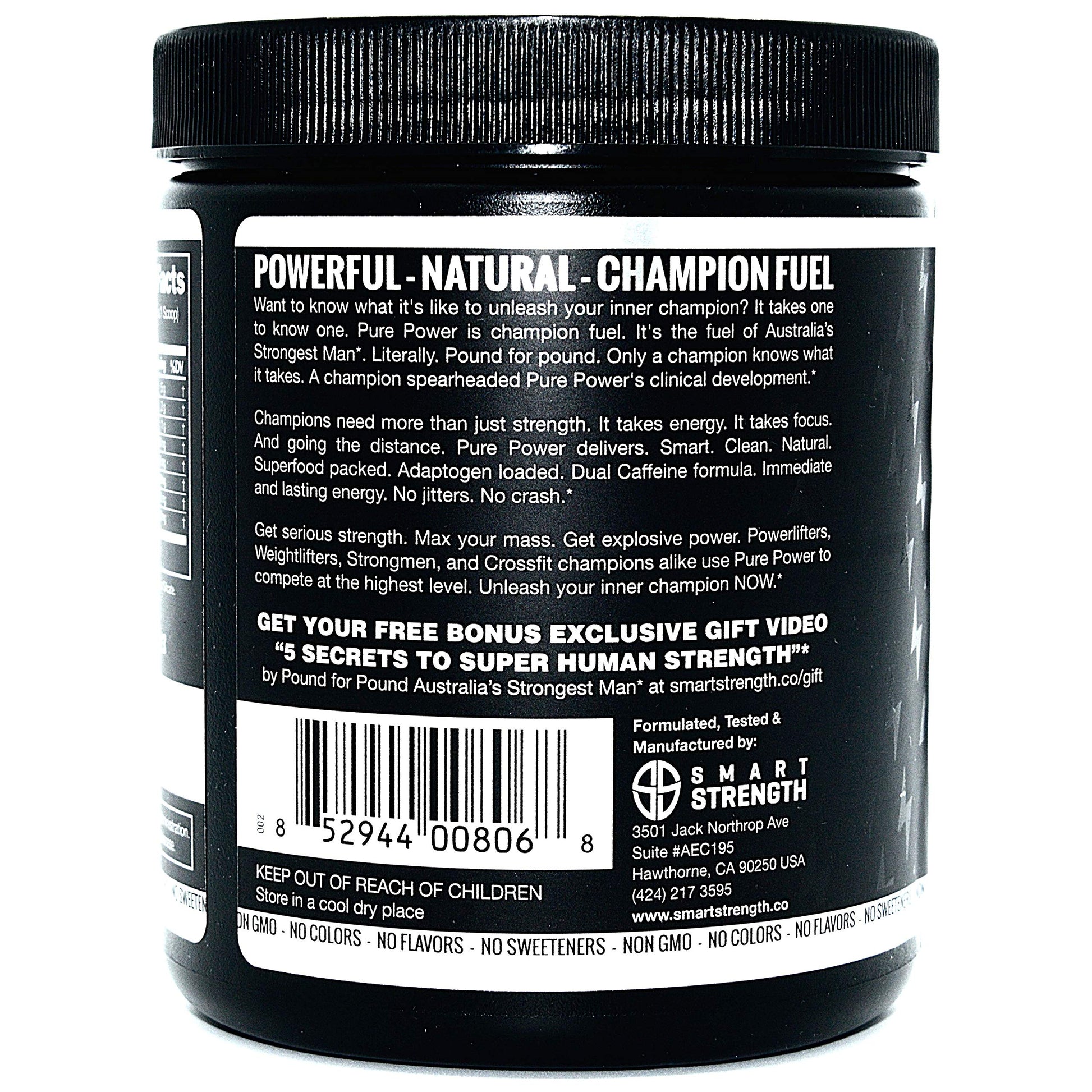 Pre Workout, Best All Natural PreWorkout Supplement. Pure Power, Healthy Pump, Clean SMART STRENGTHAu supplements