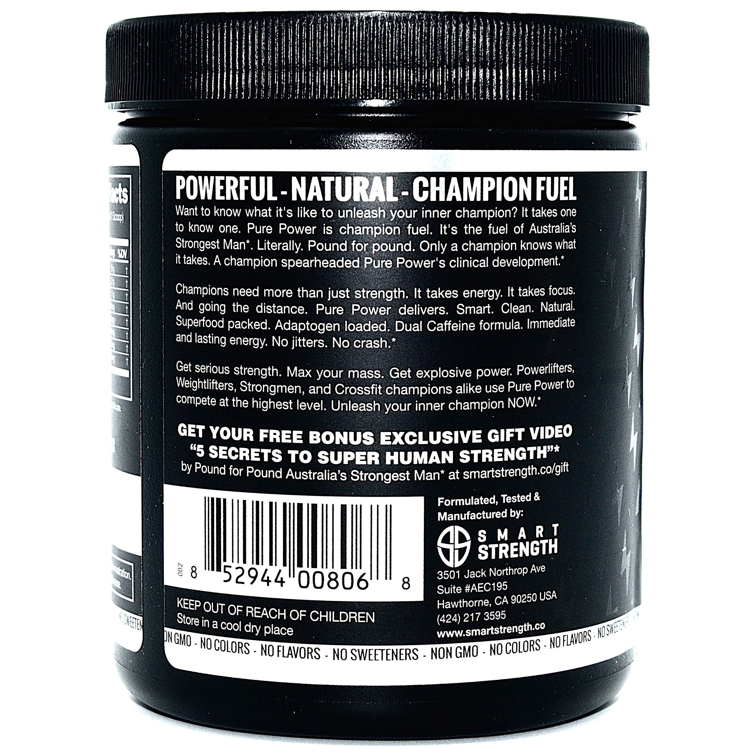 Pre Workout, Best All Natural PreWorkout Supplement. Pure Power, Healthy Pump, Clean SMART STRENGTHAu supplements