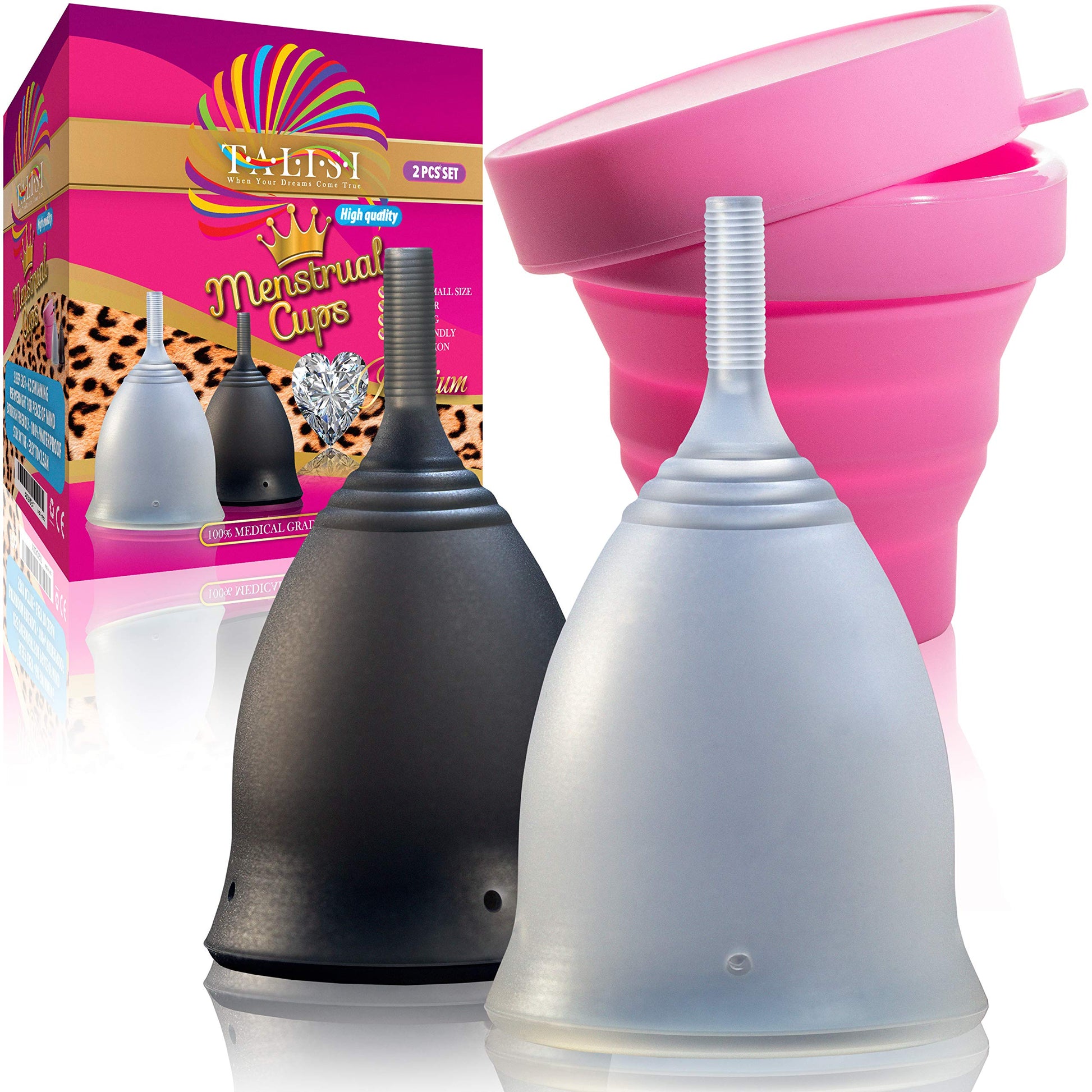 Talisi Soft Menstrual Cups Set of 2 - Reusable Period Cup for Women with Collapsible Case Holder Sterilizer TALISI WHEN YOUR DREAMS COME TRUEAu supplements