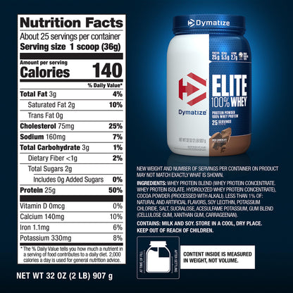 Dymatize Elite 100% Whey Protein Powder, 25g Protein, 5.5g BCAAs & 2.7g L-Leucine DymatizeUS supplements