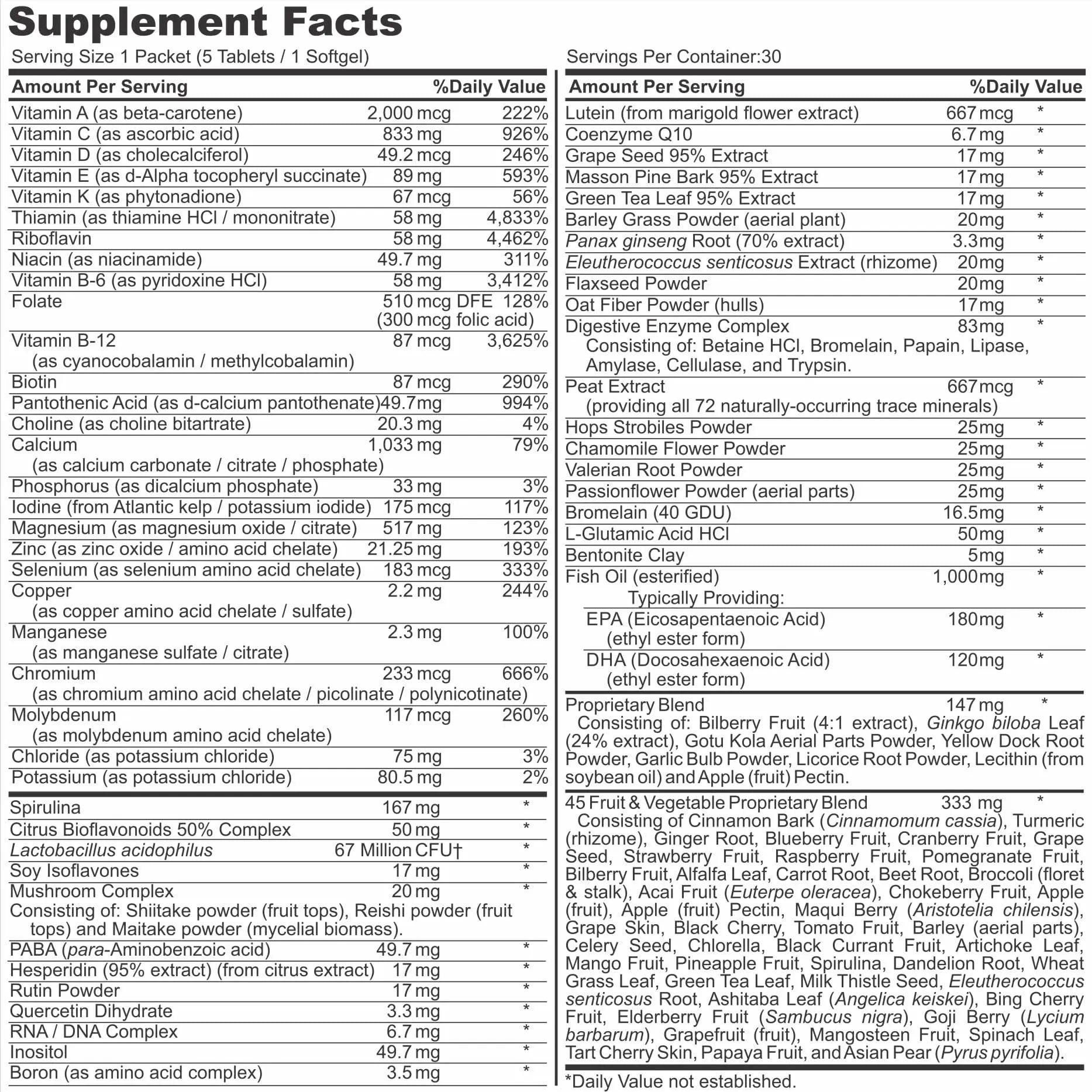 Healthy 'N Fit NUTRI Pack - 30 Day Pkt -One Pack Daily, Multivitamin All-in-One Packets Healthy 'N FitAu supplements