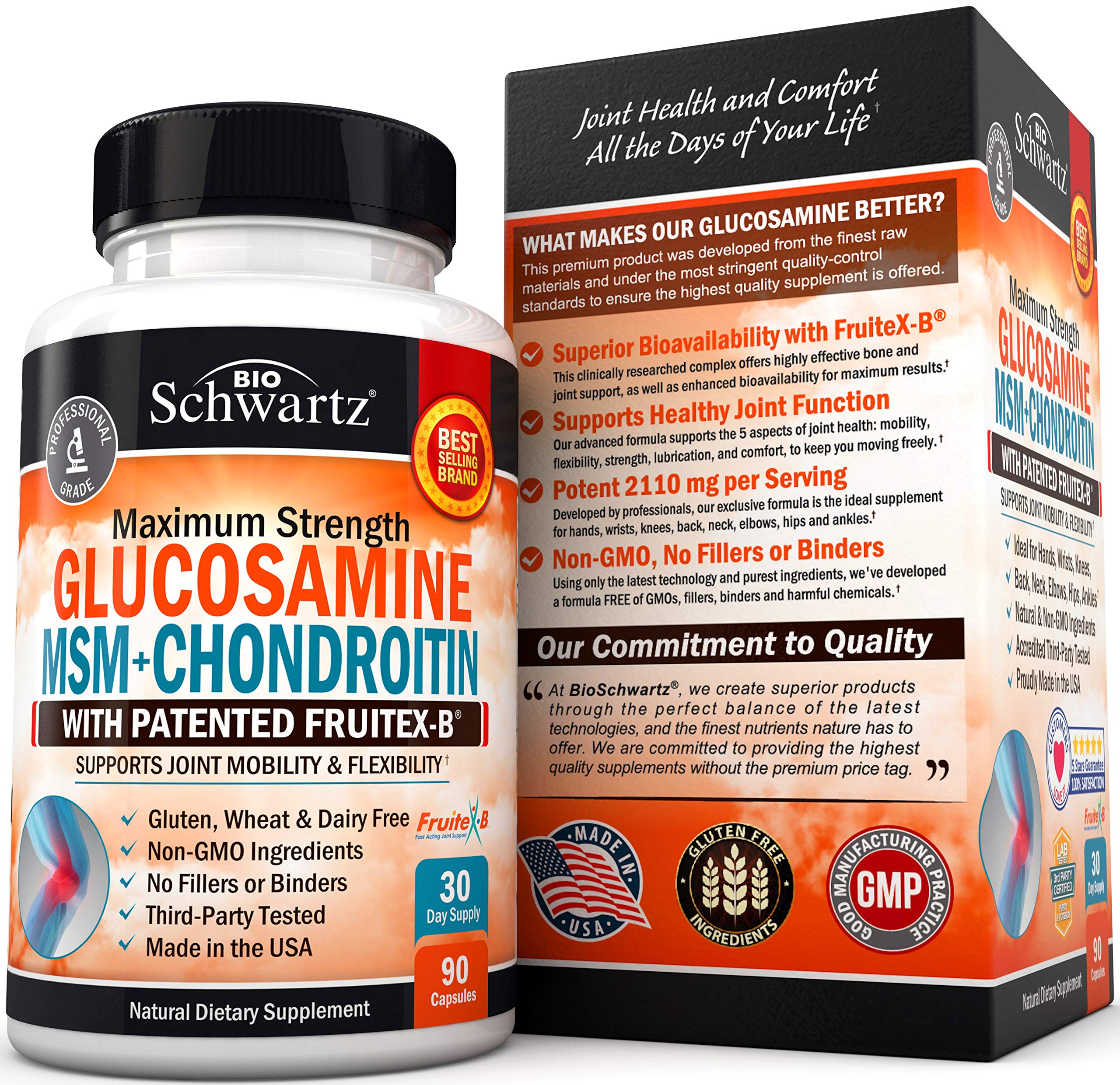 Glucosamine Chondroitin MSM 2110mg - Joint Support Supplement with Turmeric BioSchwartzAu supplements