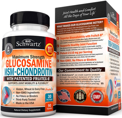 Glucosamine Chondroitin MSM 2110mg - Joint Support Supplement with Turmeric BioSchwartzUS supplements