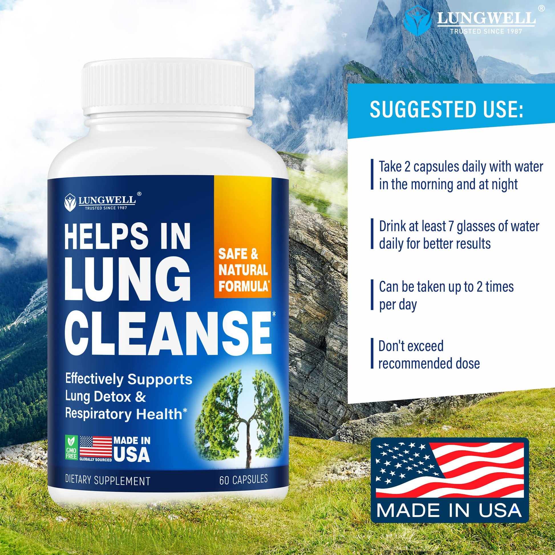 LUNGWELL Quit Smoking Aid - Made in USA - Helps to Clear Lungs & Stop LUNGWELLUS supplements