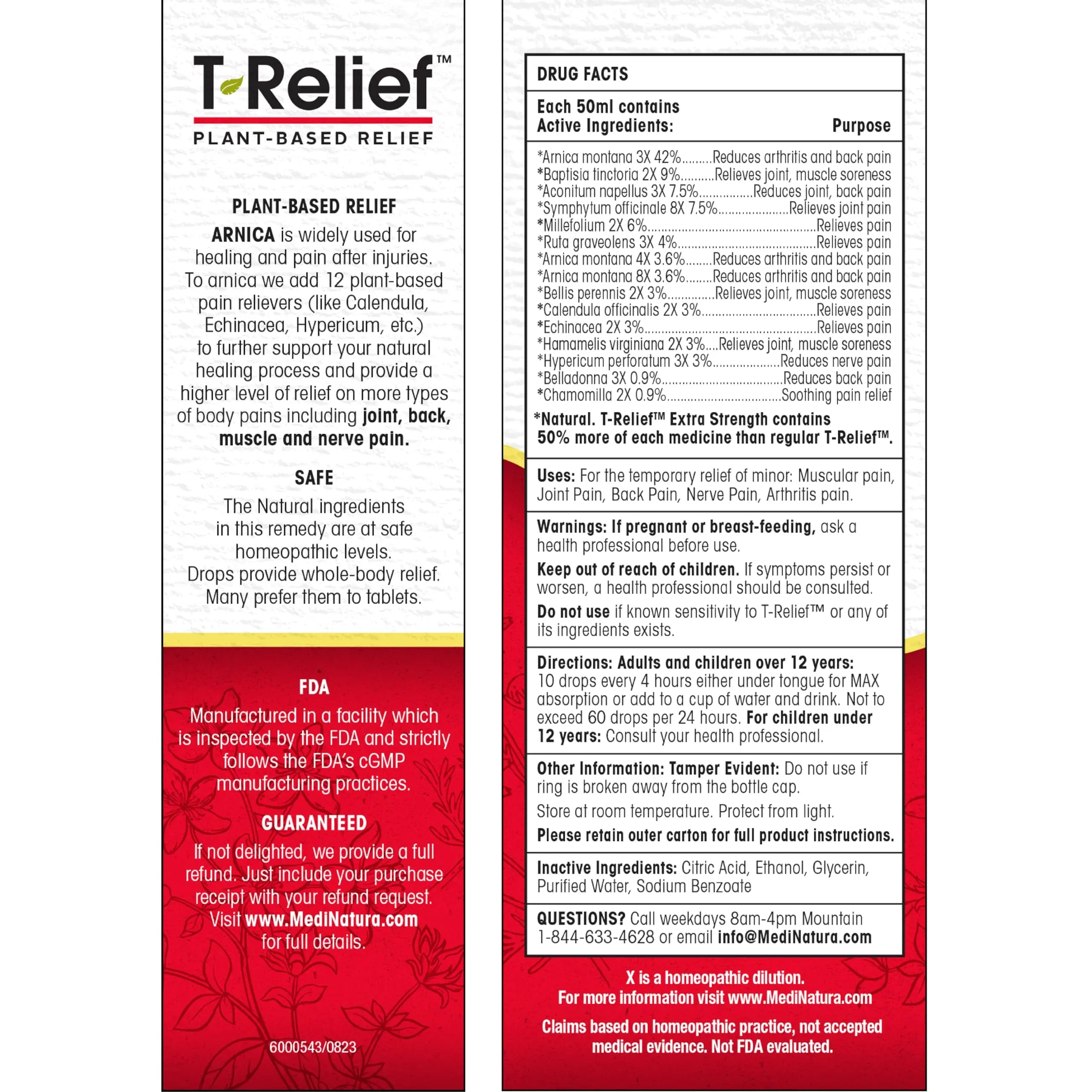 MediNatura T-Relief Extra Strength Oral Drops Arnica +12 Fast-Acting Natural Relieving Actives for Back Neck Joint Muscle Hand & Foot Aches Pains & Soreness - 1.69 oz MediNaturaAu supplements