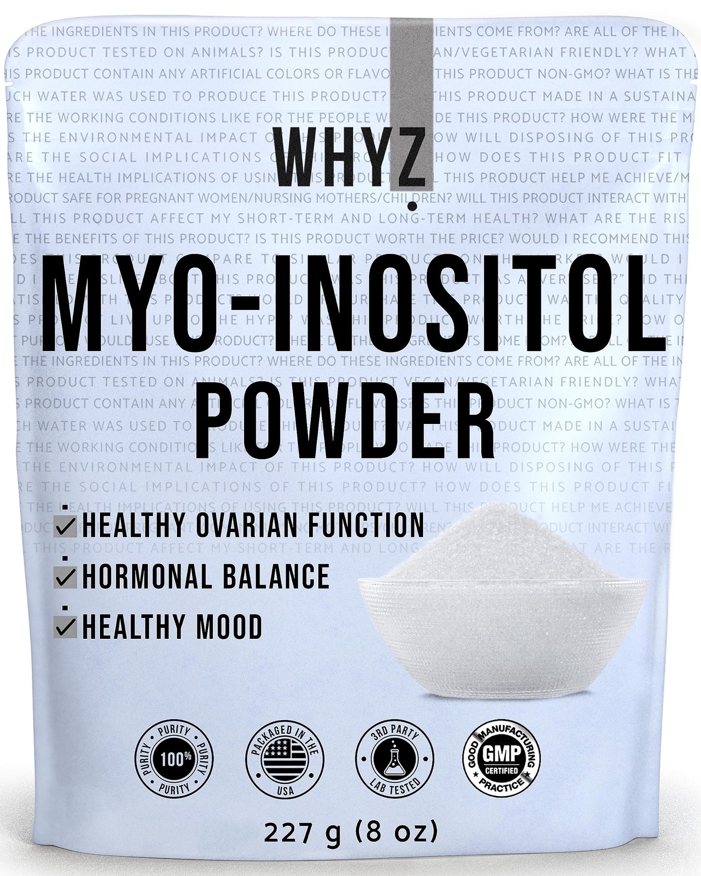 Myo-Inositol Powder 8oz, Natural Myo Inositol Supplement for Ovarian Support WHYZUS supplements