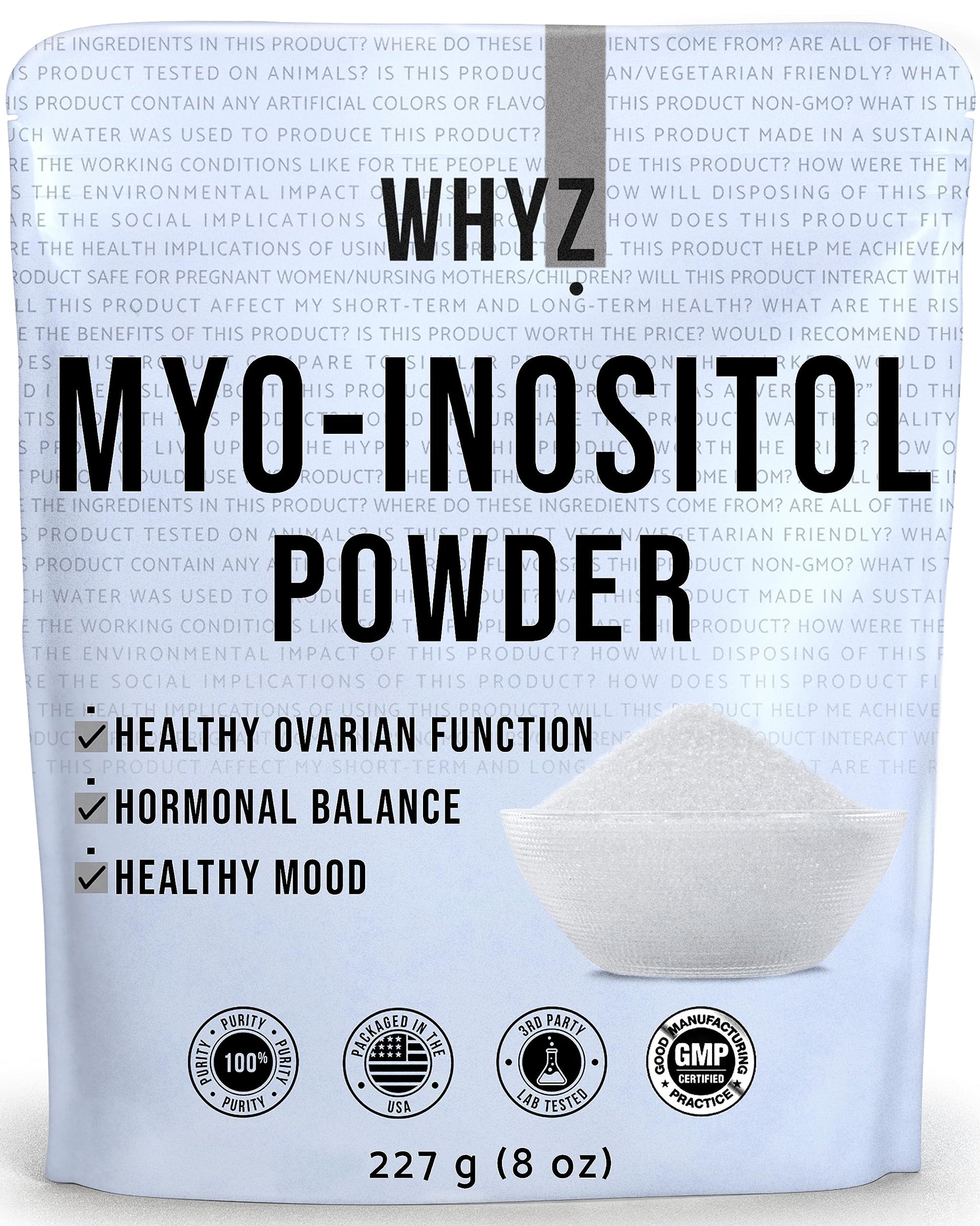 Myo-Inositol Powder 8oz, Natural Myo Inositol Supplement for Ovarian Support WHYZUS supplements