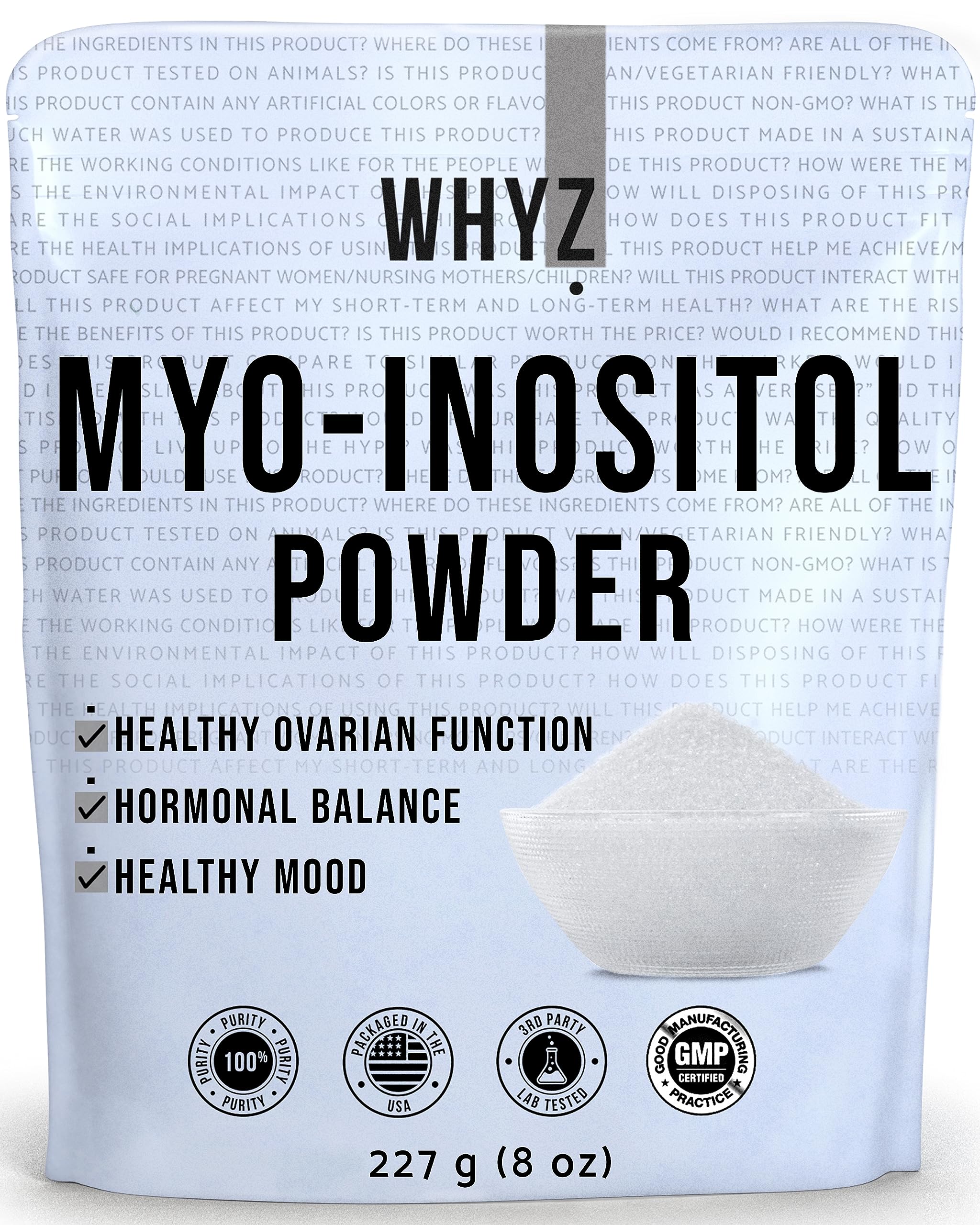 Myo-Inositol Powder 8oz, Natural Myo Inositol Supplement for Ovarian Support WHYZUS supplements