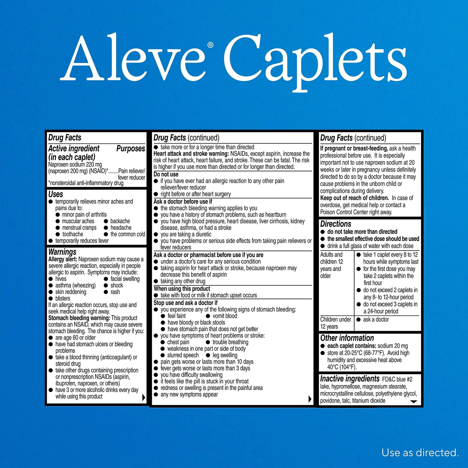 Aleve Pain Reliever & Fever Reducer Naproxen Sodium Caplets, Body Pain Relief, 270 Count AleveAu supplements