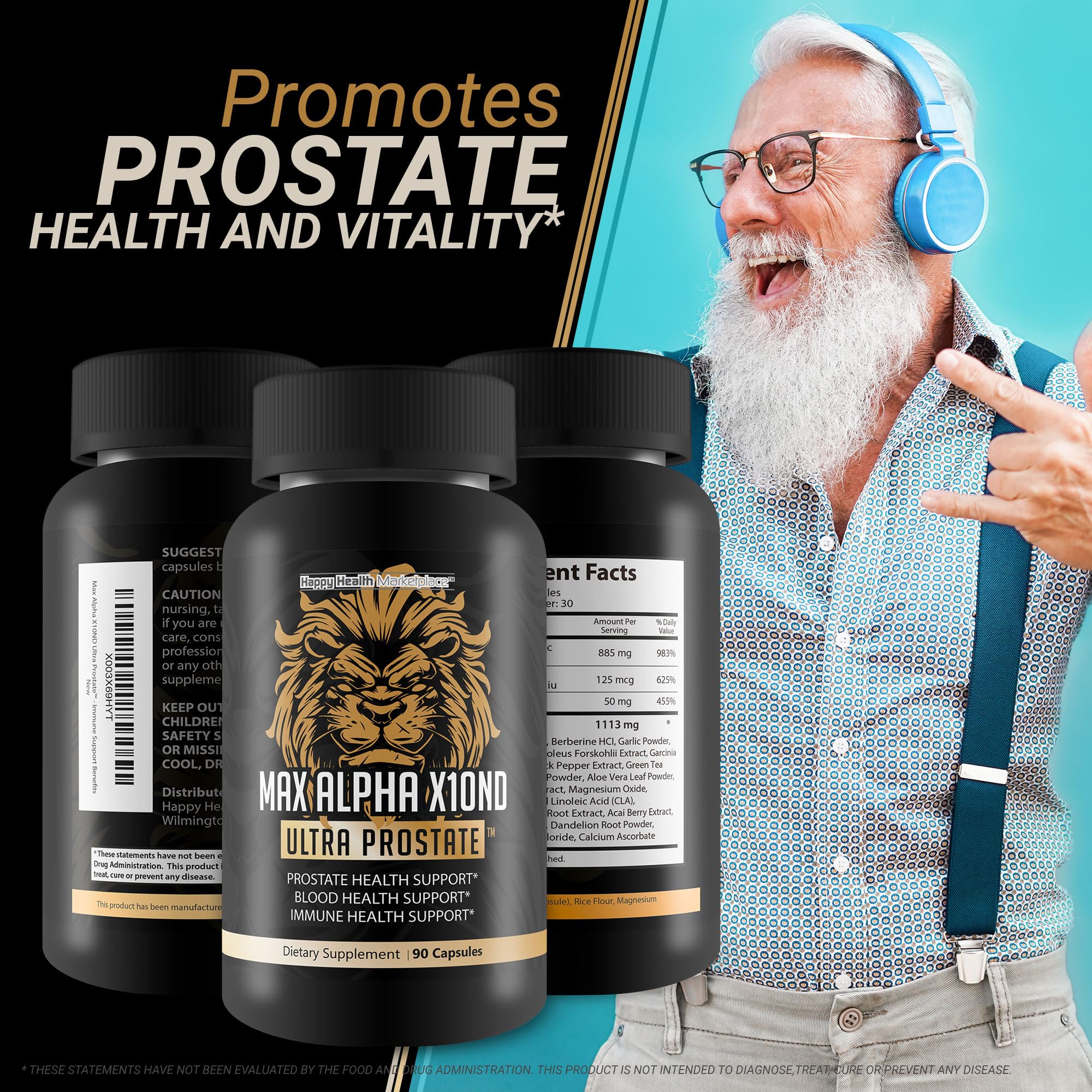 Max Alpha X10ND Ultra Prostate - T Prostate Support for Men - Promote Energy & Endurance - Blood Flow Support for Prostate Health with Vitamin D, Ginseng, Green Tea, & Zinc - Immune Support Benefits Happy Health MarketplaceAu supplements