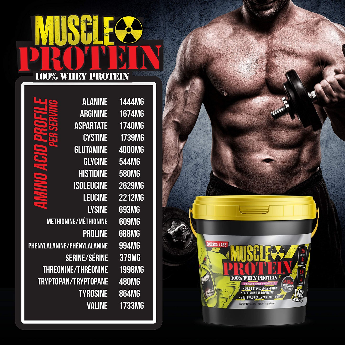 COLOSSAL LABS Muscle Protein Whey Powder [12 lbs/Pack of 1]-Strawberry Protein COLOSSAL LABSUS supplements