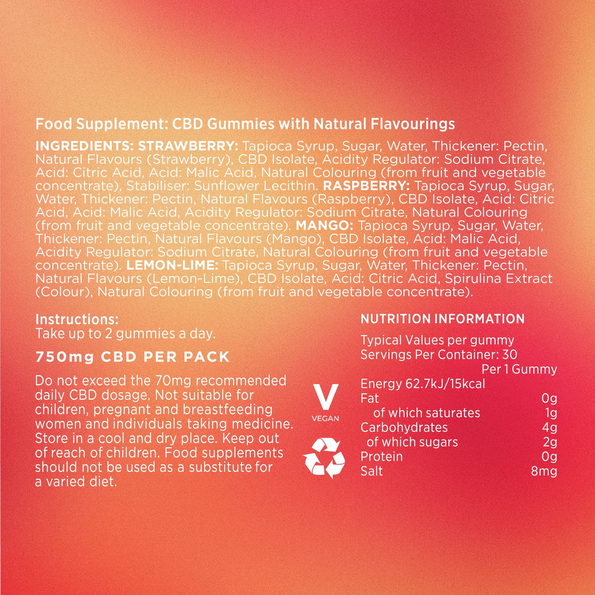 Goodrays - CBD Gummies - High Strength 30 x 25mg Mixed Fruits CBD Edibles GoodraysUS supplements