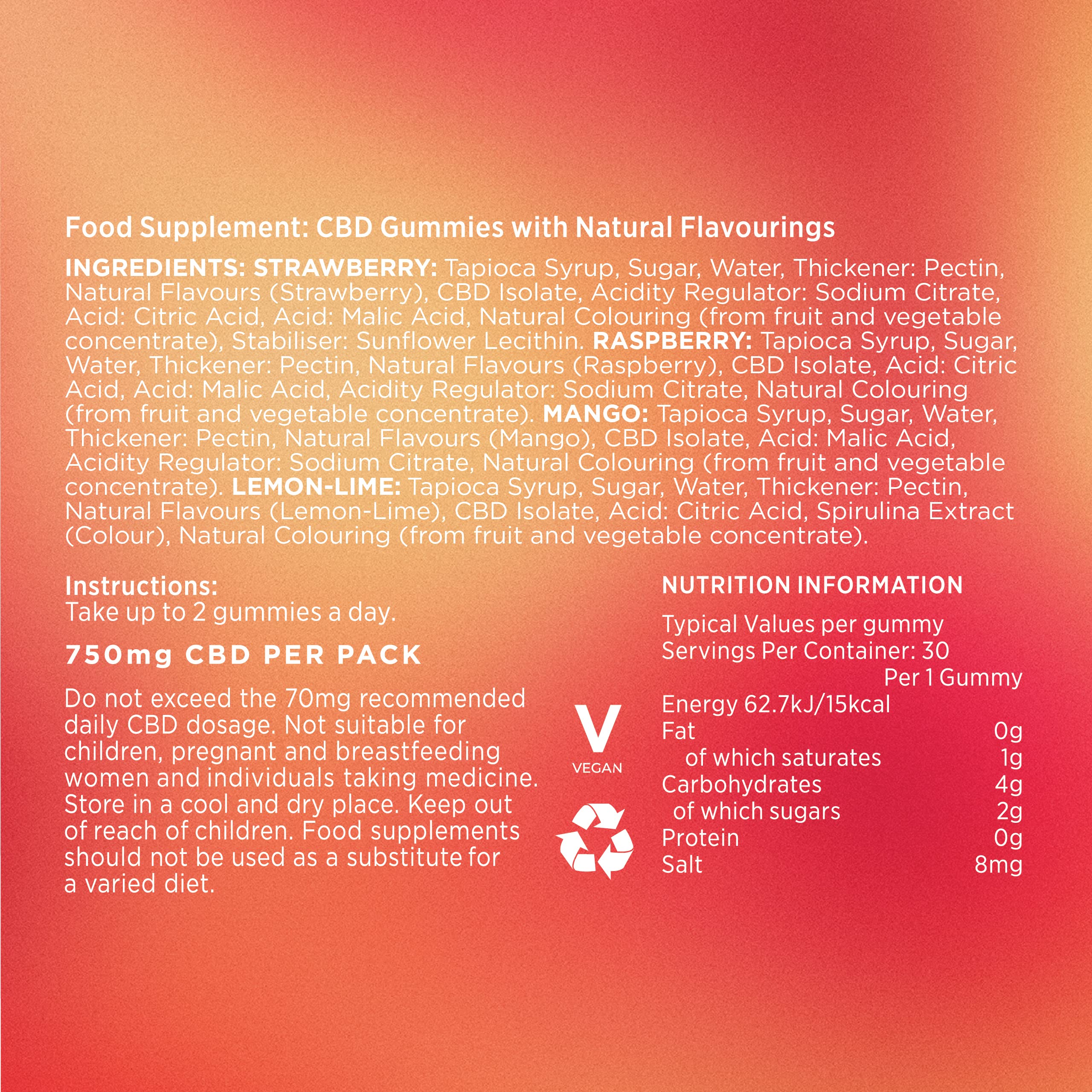 Goodrays - CBD Gummies - High Strength 30 x 25mg Mixed Fruits CBD Edibles GoodraysUS supplements