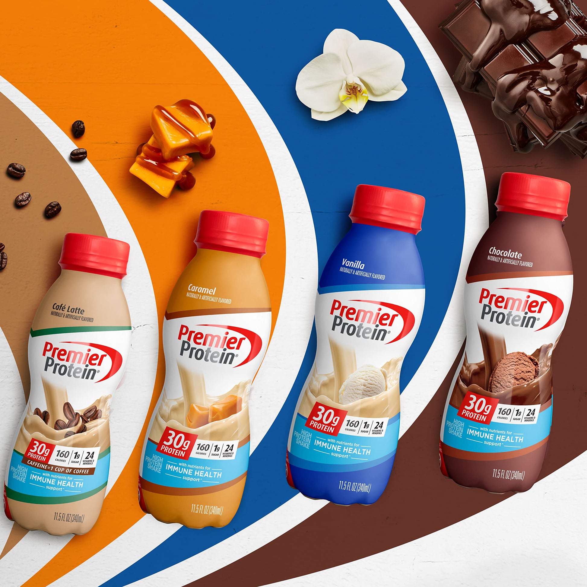 Premier Liquid Protein Shake, Caramel, 30g Protein, 1g Sugar, 24 Vitamins & Minerals Premier ProteinUS supplements
